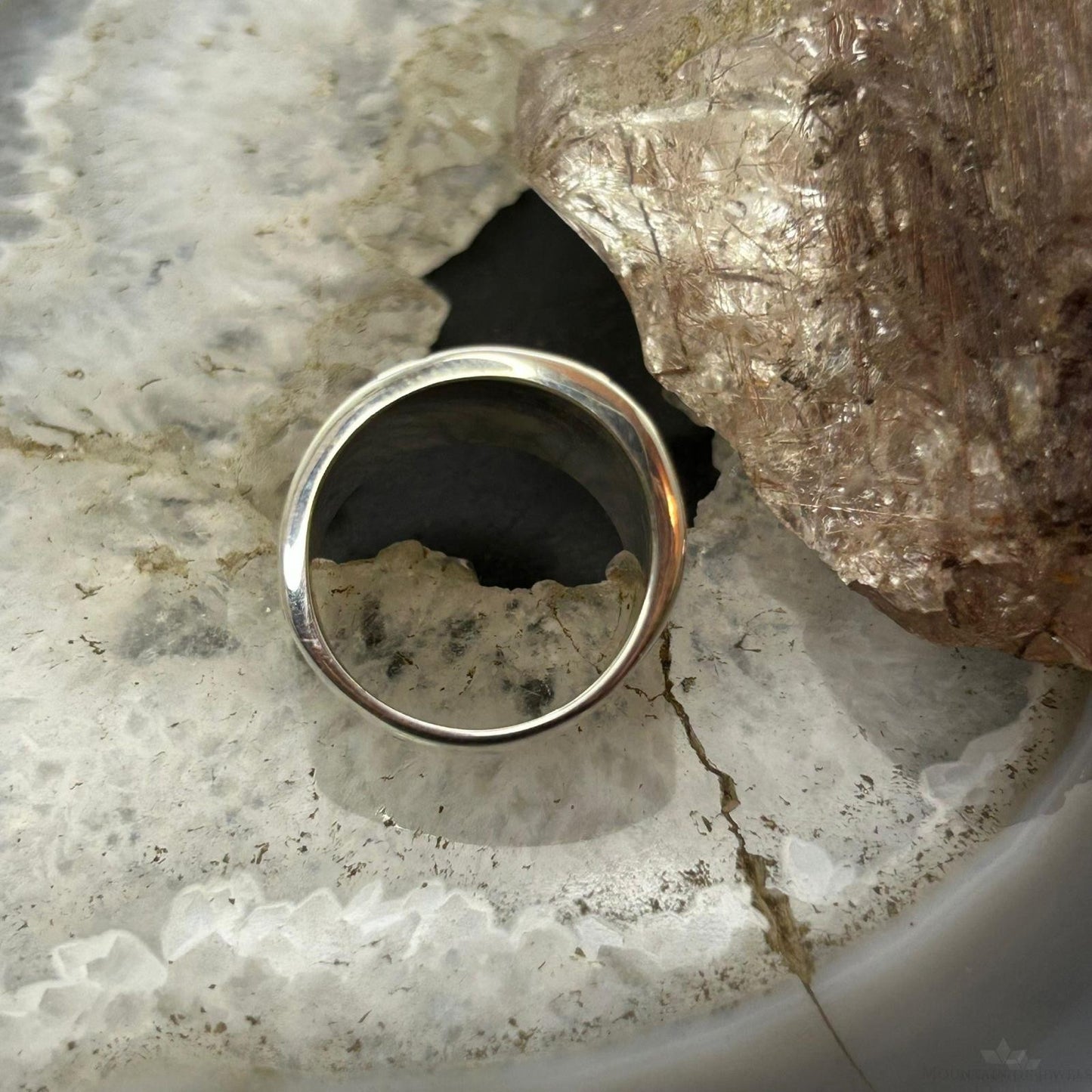Sterling Silver Asymmetrical Cigar Band Modern Fashion Ring For Women, Taxco Mexico
