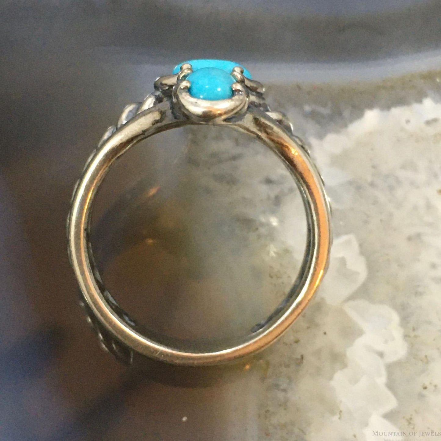 Carolyn Pollack Southwestern Style Sterling Silver 3 Sleeping Beauty Turquoise Decorated Ring For Women