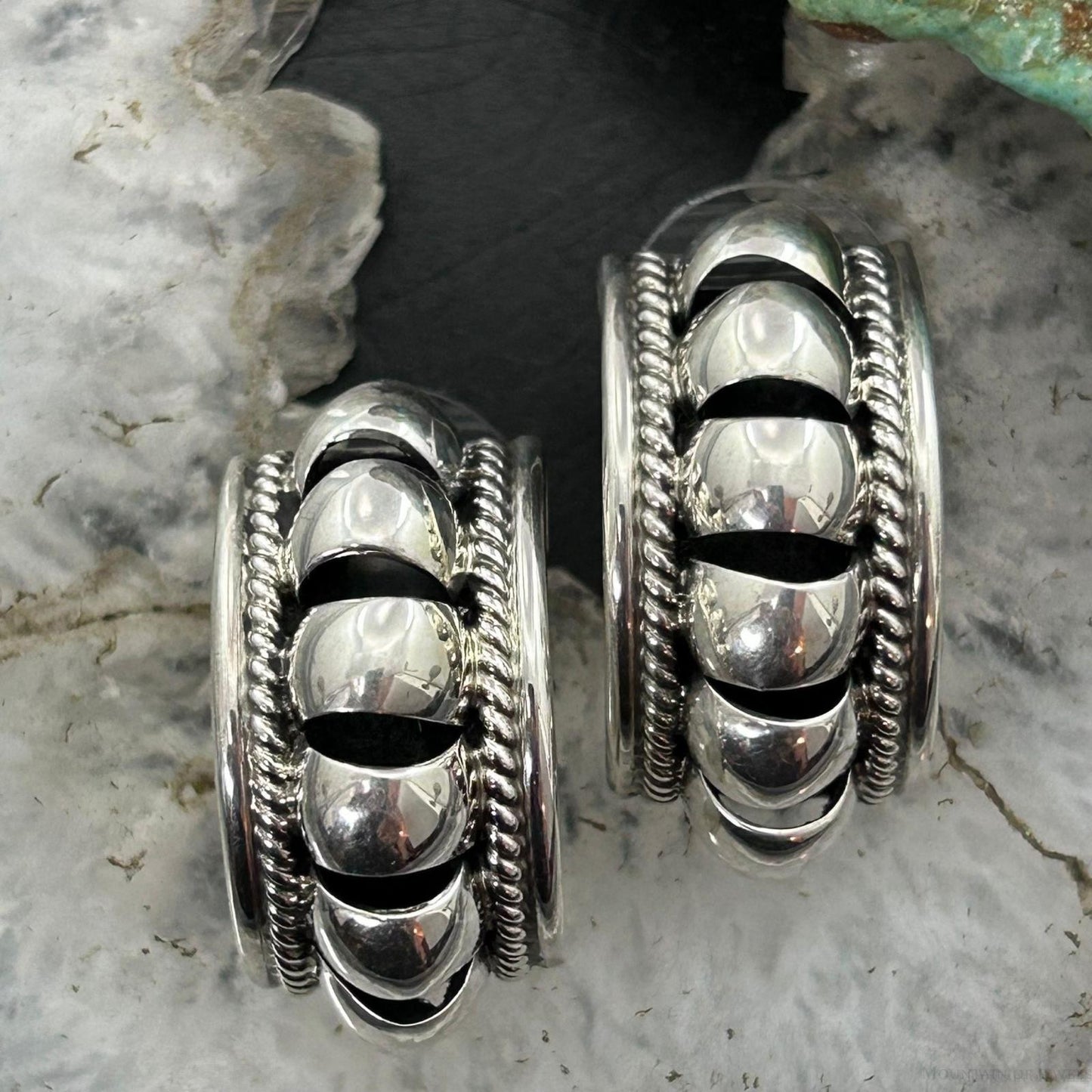 Priscilla Apache Native American Sterling Silver Half-Moon Post Earrings For Women