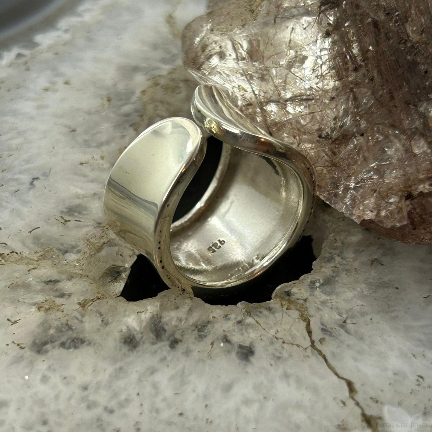 Sterling Silver Wide Open Band Fashion Ring For Women, Taxco Mexico
