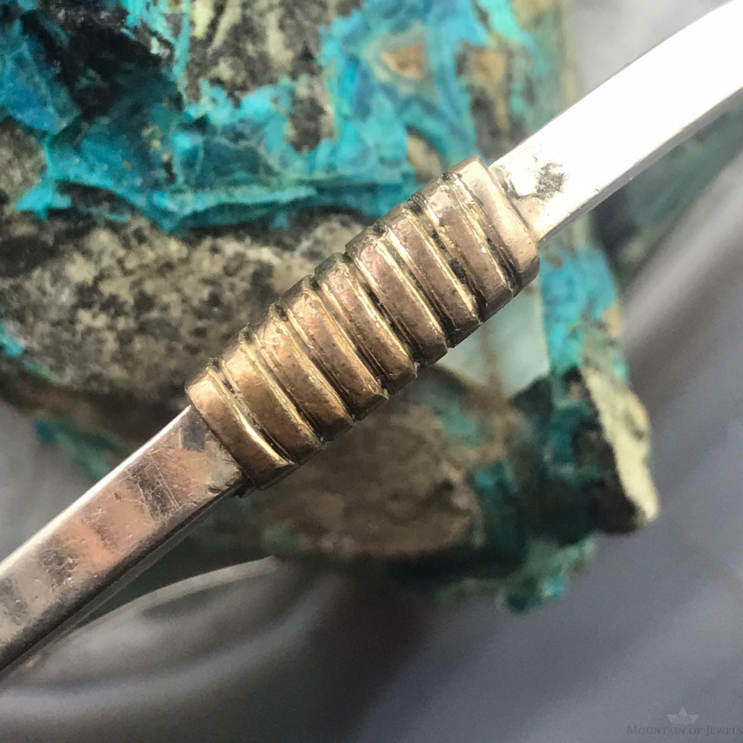 Native American Sterling Silver and Gold Filled Warp Slim Cuff Bracelet For Women
