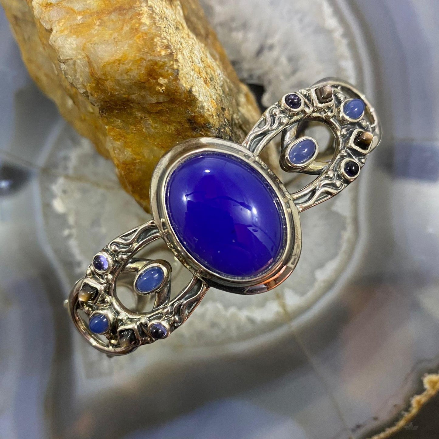 Carolyn Pollack Sterling Silver Lapis & Multi Gemstone Decorated Bracelet For Women