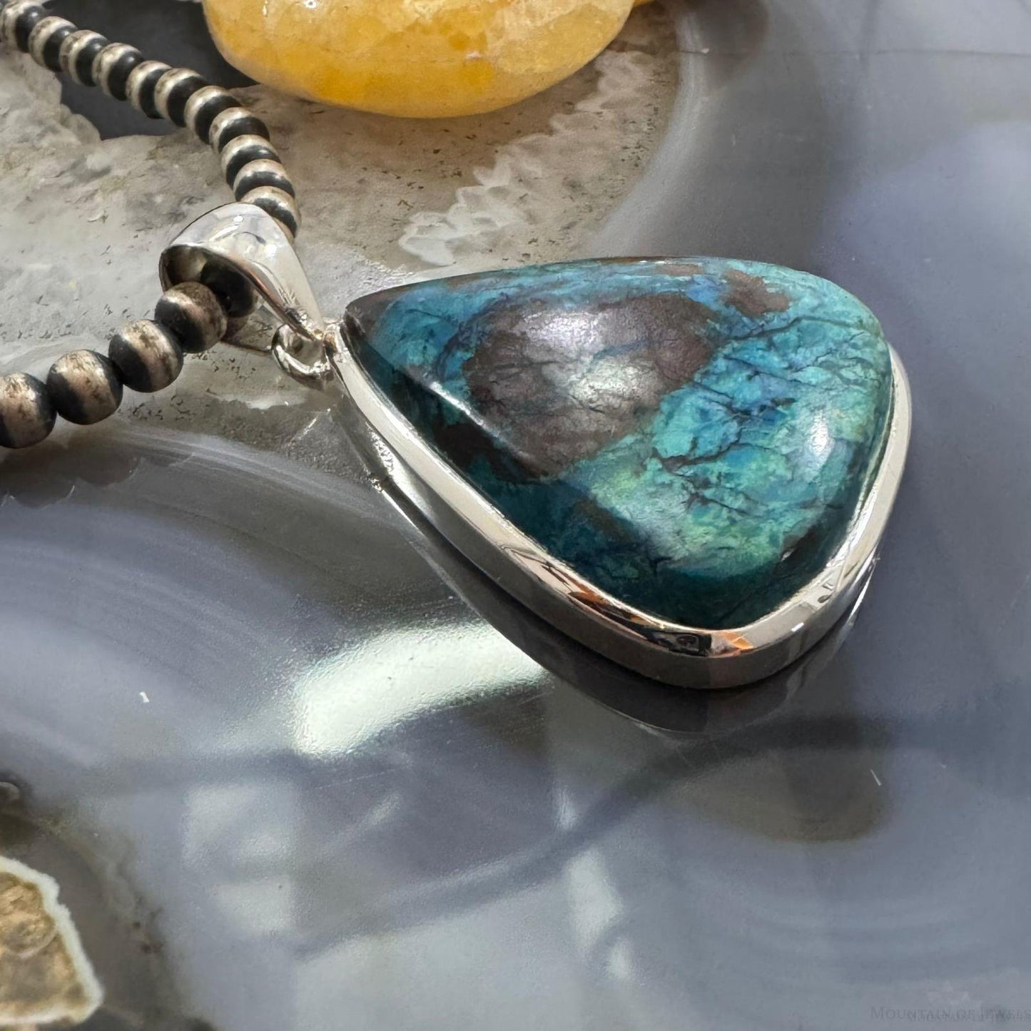 Sterling Silver Southwestern Style Triangle Turquoise Unisex Pendant