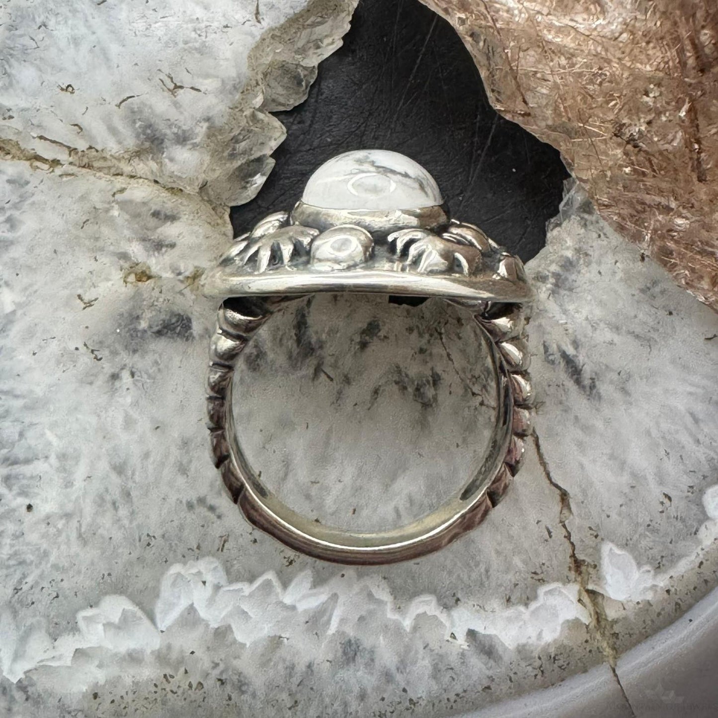 Carolyn Pollack Sterling Silver White Buffalo Petroglyph Ring Size 9 For Women