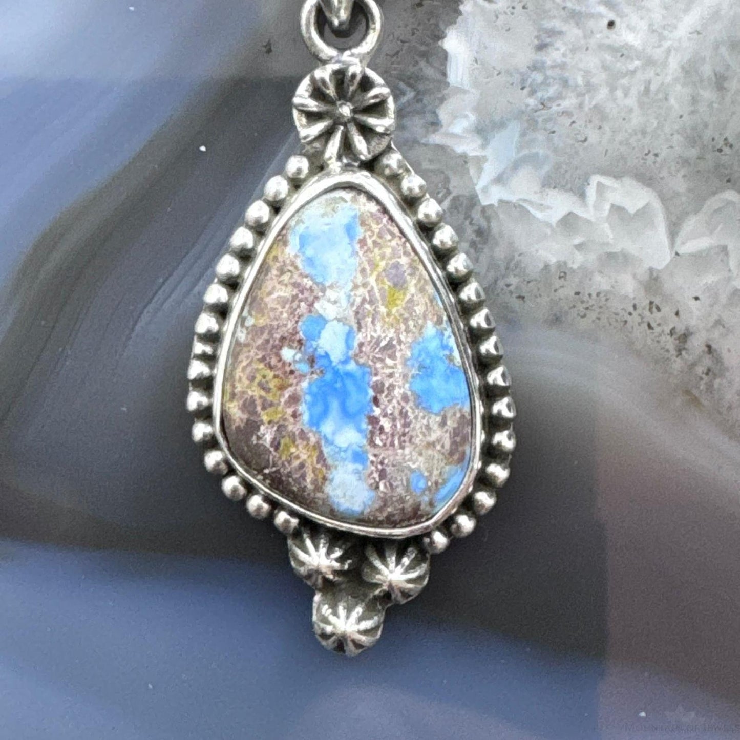 Sterling Silver Southwestern Style Golden Hill Turquoise Decorated Pendant For Women