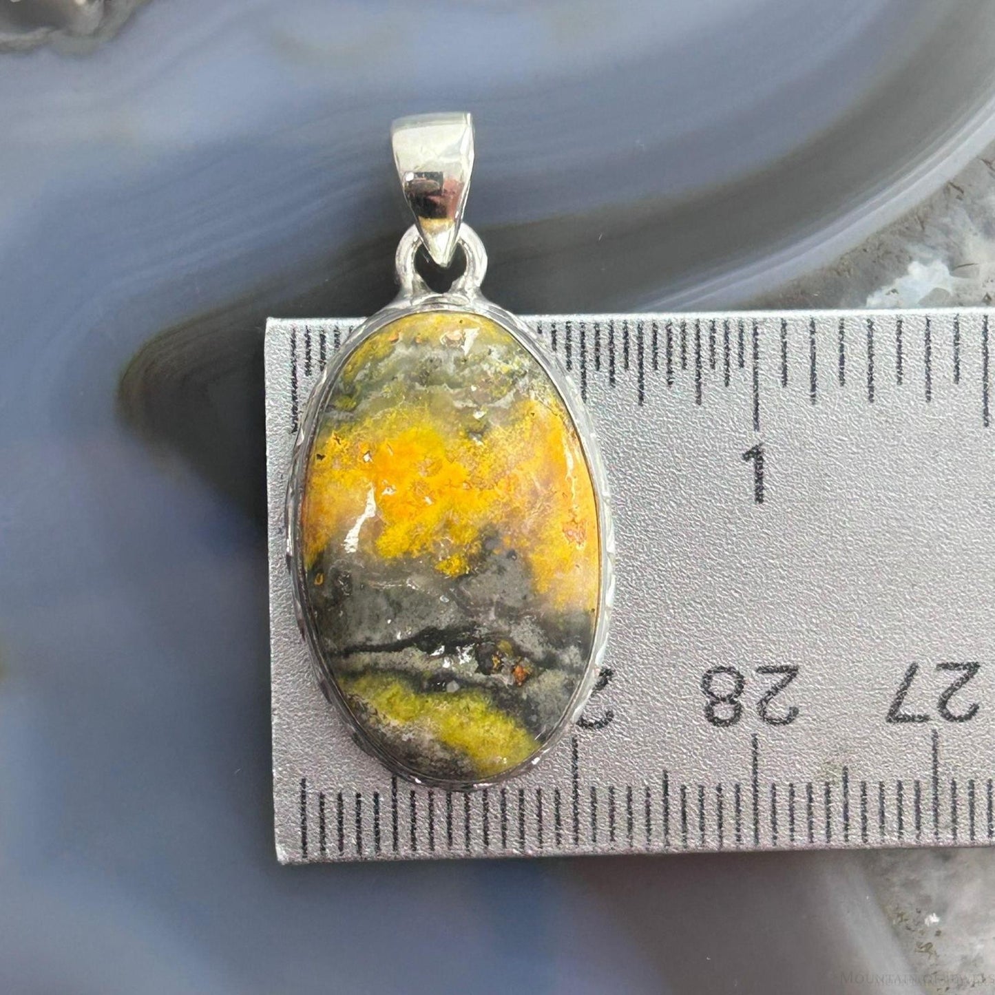 Sterling Silver Southwestern Style Oval Yellow Jasper Pendant For Women #1