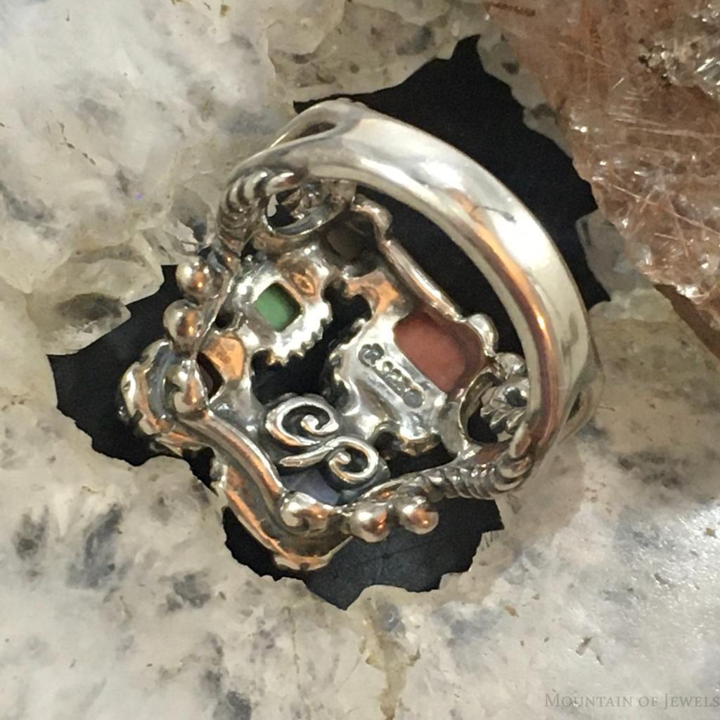Carolyn Pollack Vintage Sterling Silver Multi-gemstone Decorated Ring For Women