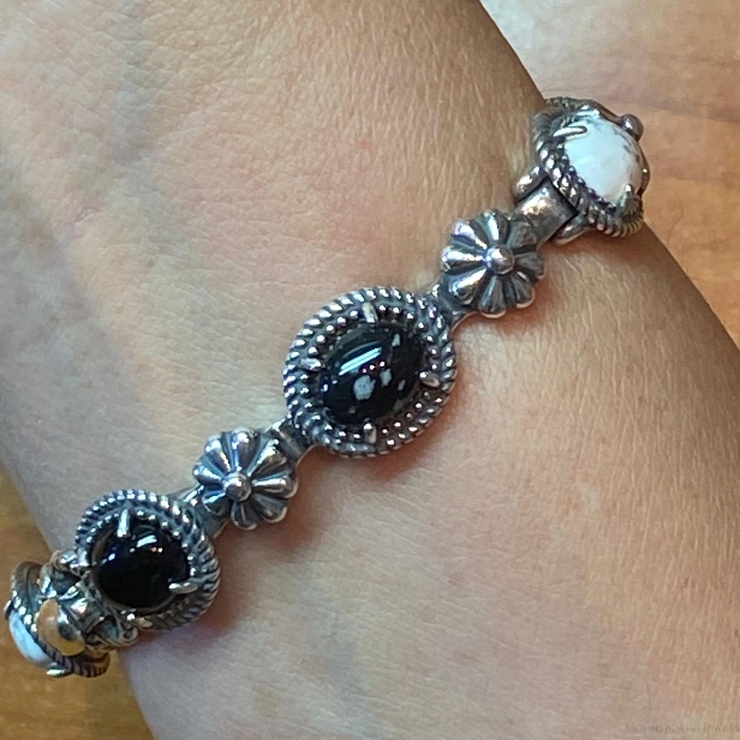 Carolyn Pollack Sterling Silver Multi Gemstone Decorated Link Bracelet For Women