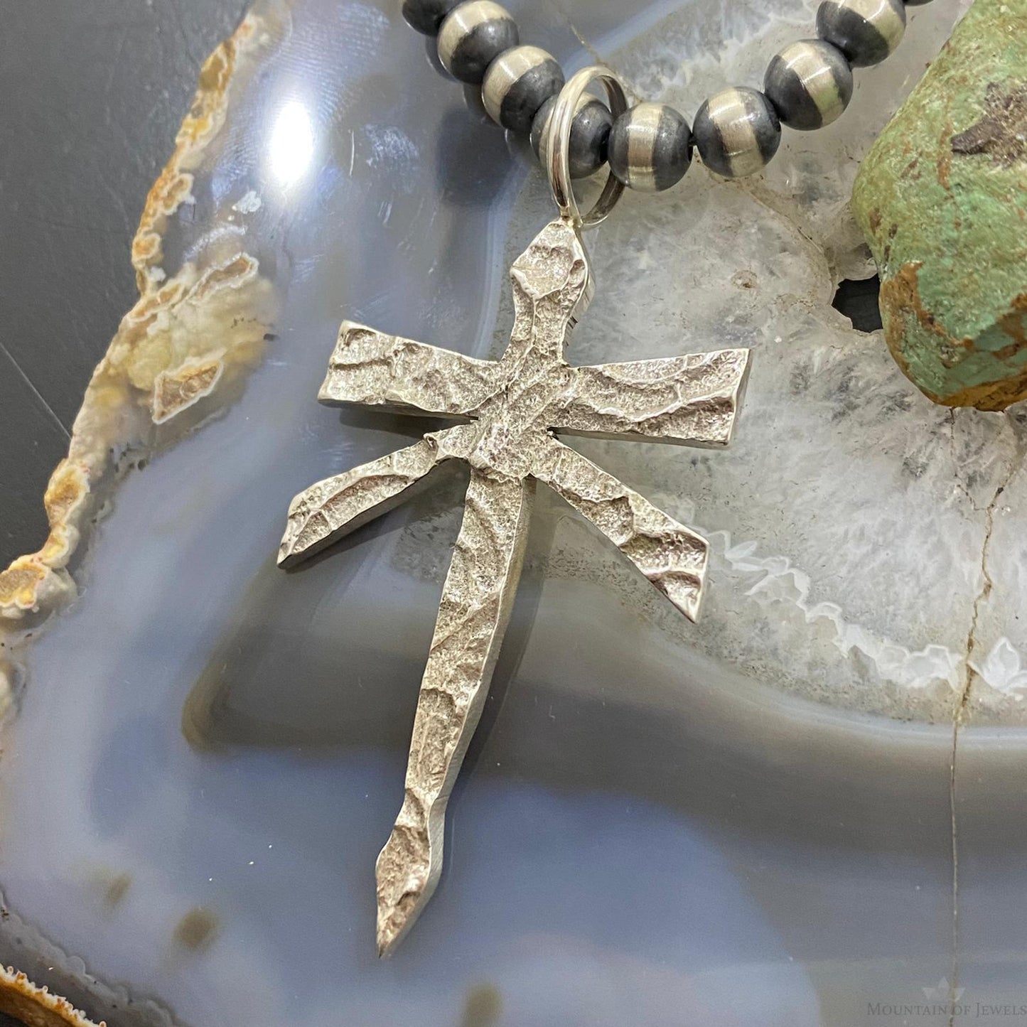 Ira Custer Native American Sterling Silver Tufa Cast Dragonfly Unisex Pendant