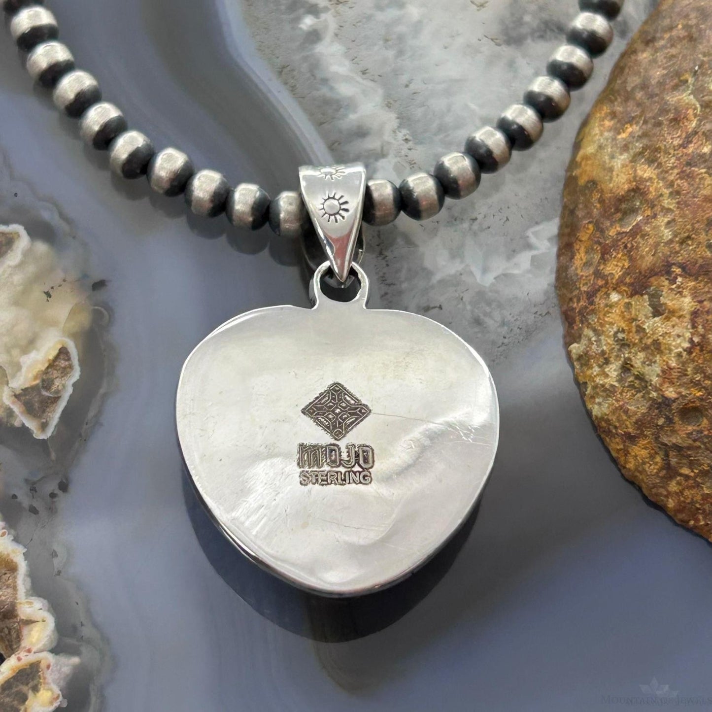 Sterling Silver Southwestern Style Lapis Lazuli Heart Pendant For Women