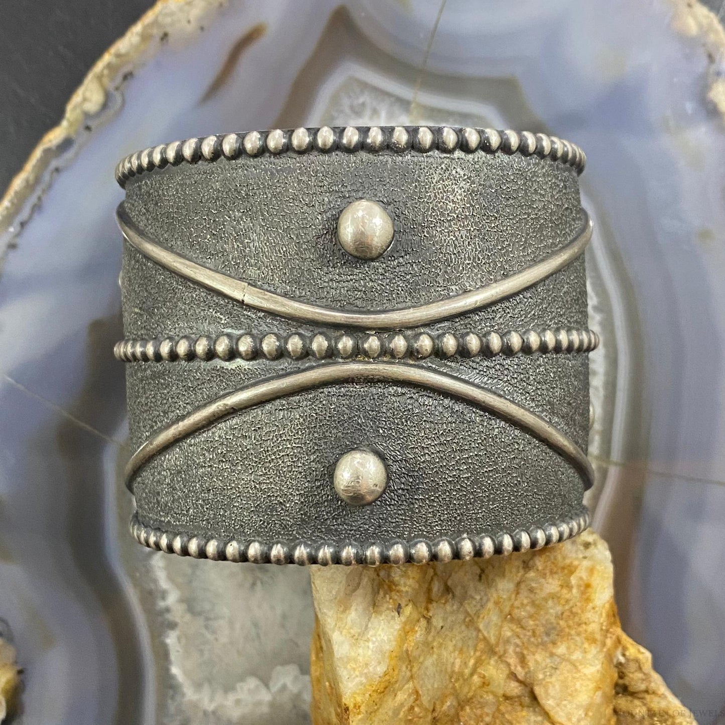 Tawney Cruz-Willie Native American Sterling Wide Decorated Bracelet For Women