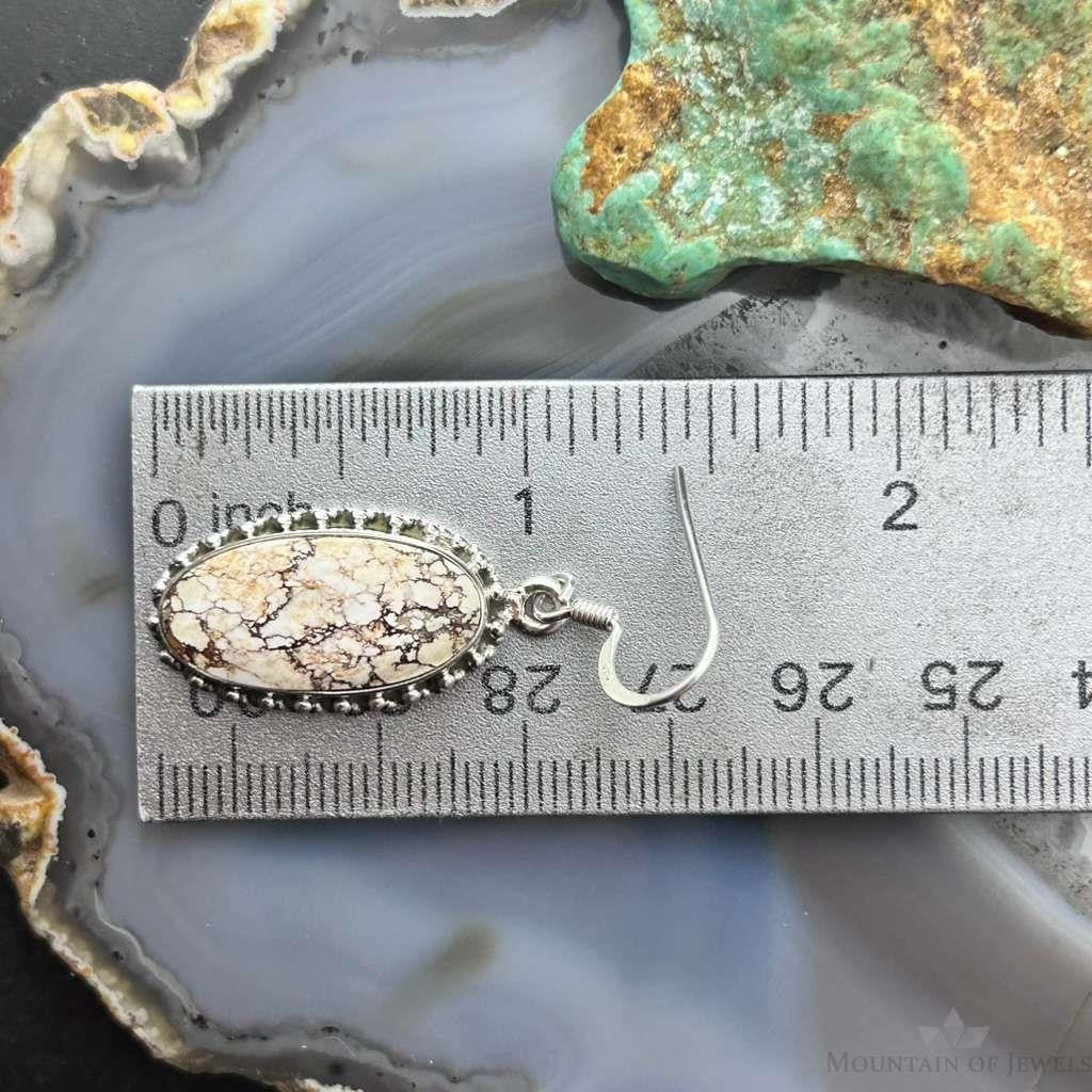 Sterling Silver Southwestern Style Oval Wild Horse Dangle Earrings For Women