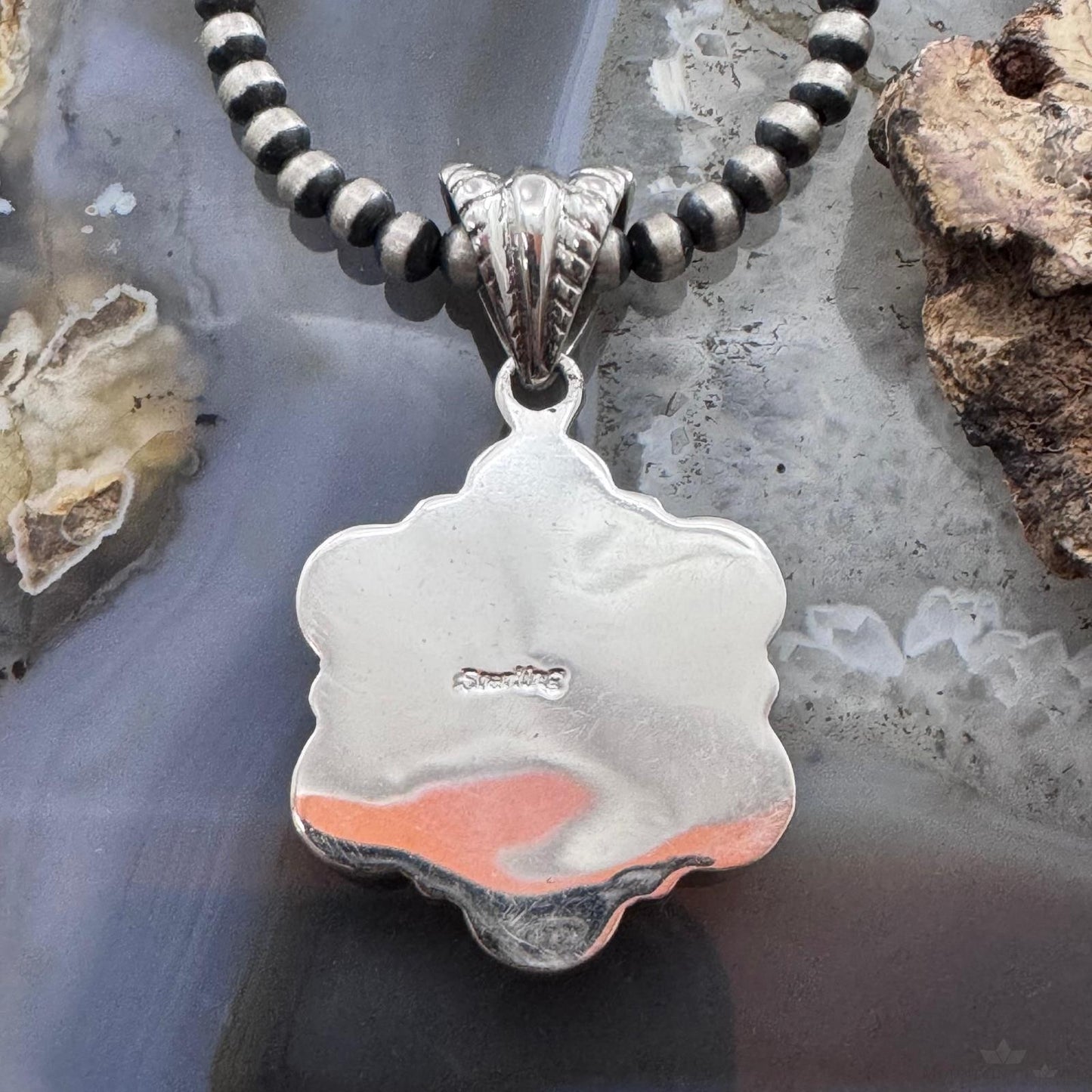 Native American Sterling Silver Phosphosiderite Decorated Cluster Pendant For Women