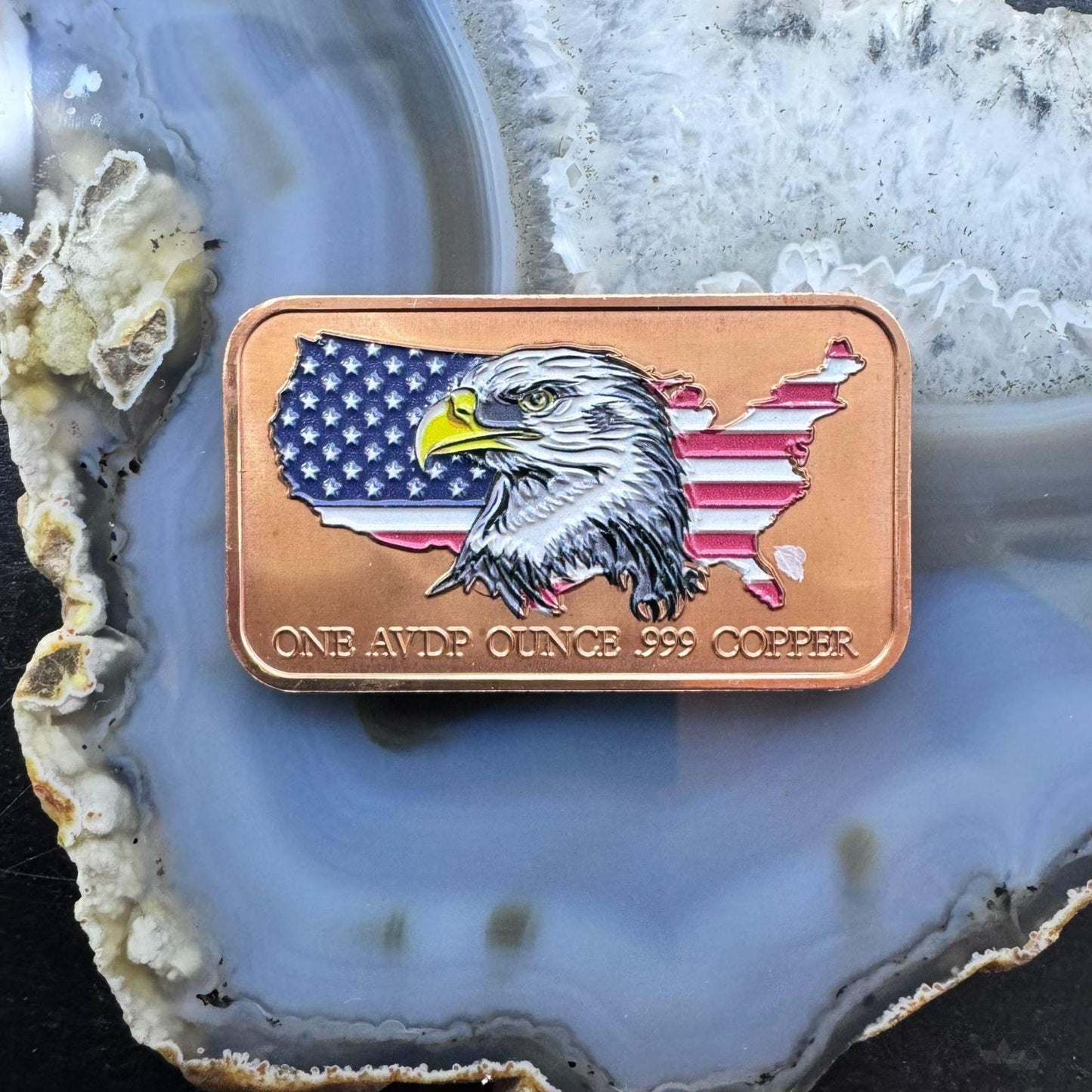 Flying on Eagle Trump Bar One AVDP Ounce .999 Colorized Fine Copper Mint