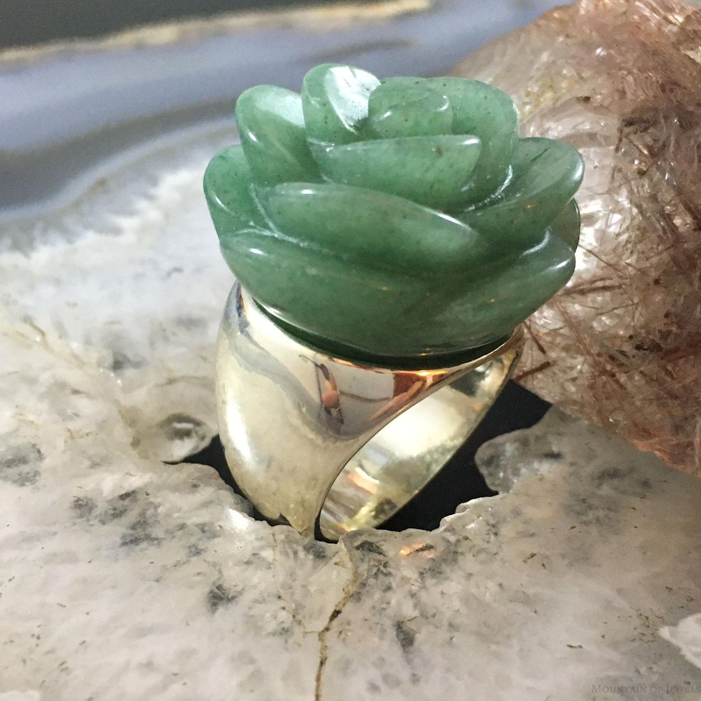 Carolyn Pollack Southwestern Style Sterling Silver Aventurine Rose Ring For Women