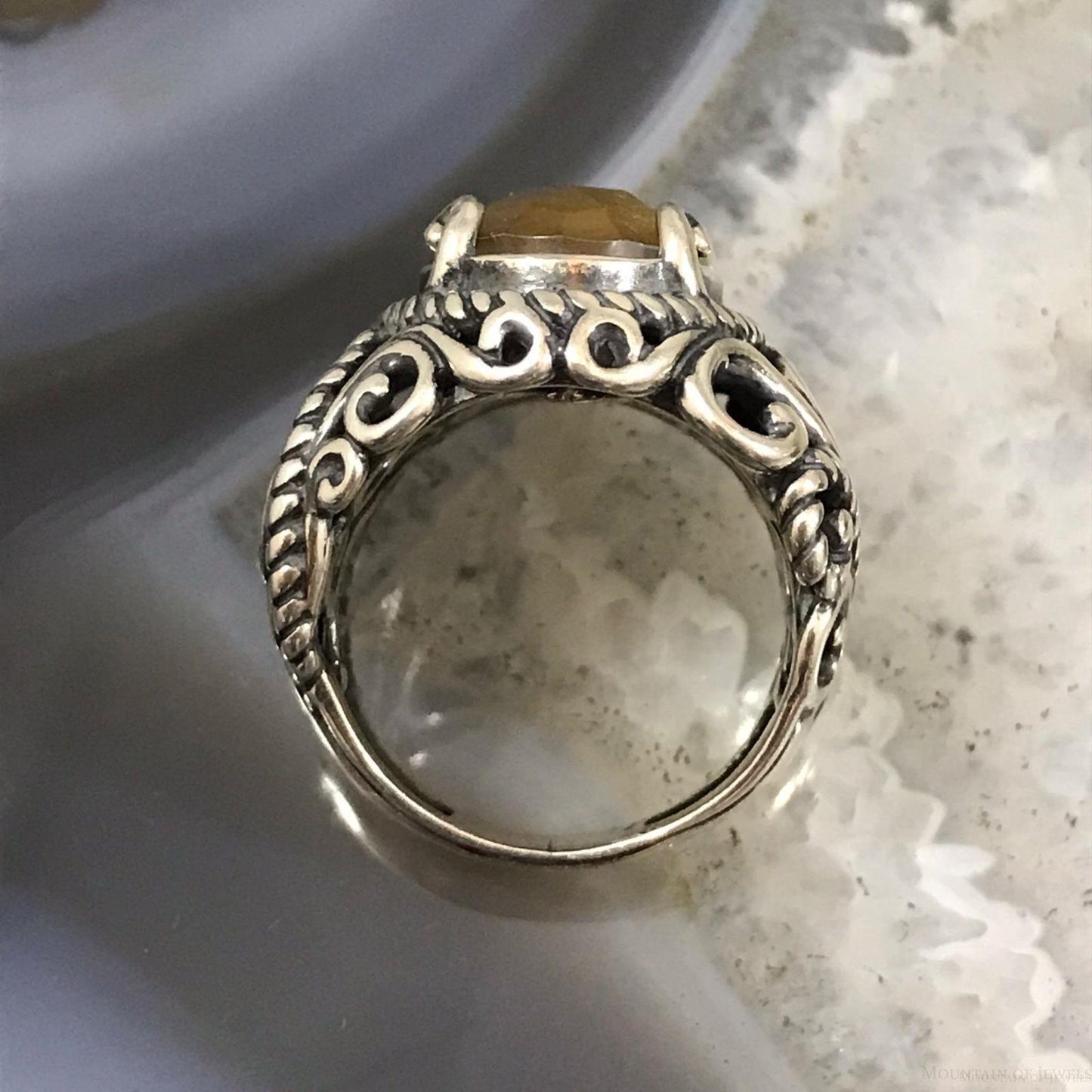 Carolyn Pollack Sterling Silver Oval Tiger's Eye Doublet Ring Size 6.25 For Women