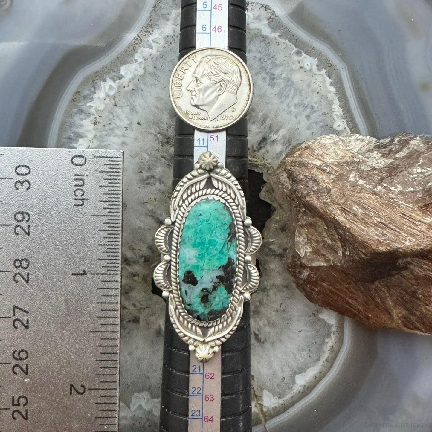 Sterling Silver Southwestern Style Oval Turquoise Decorated Adjustable Ring For Women