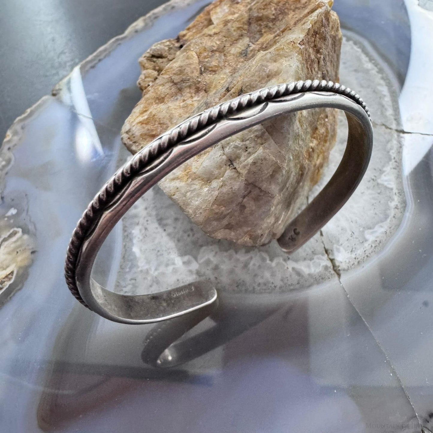 Vintage Native American Sterling Silver Twisted Rope Slim Bracelet For Women