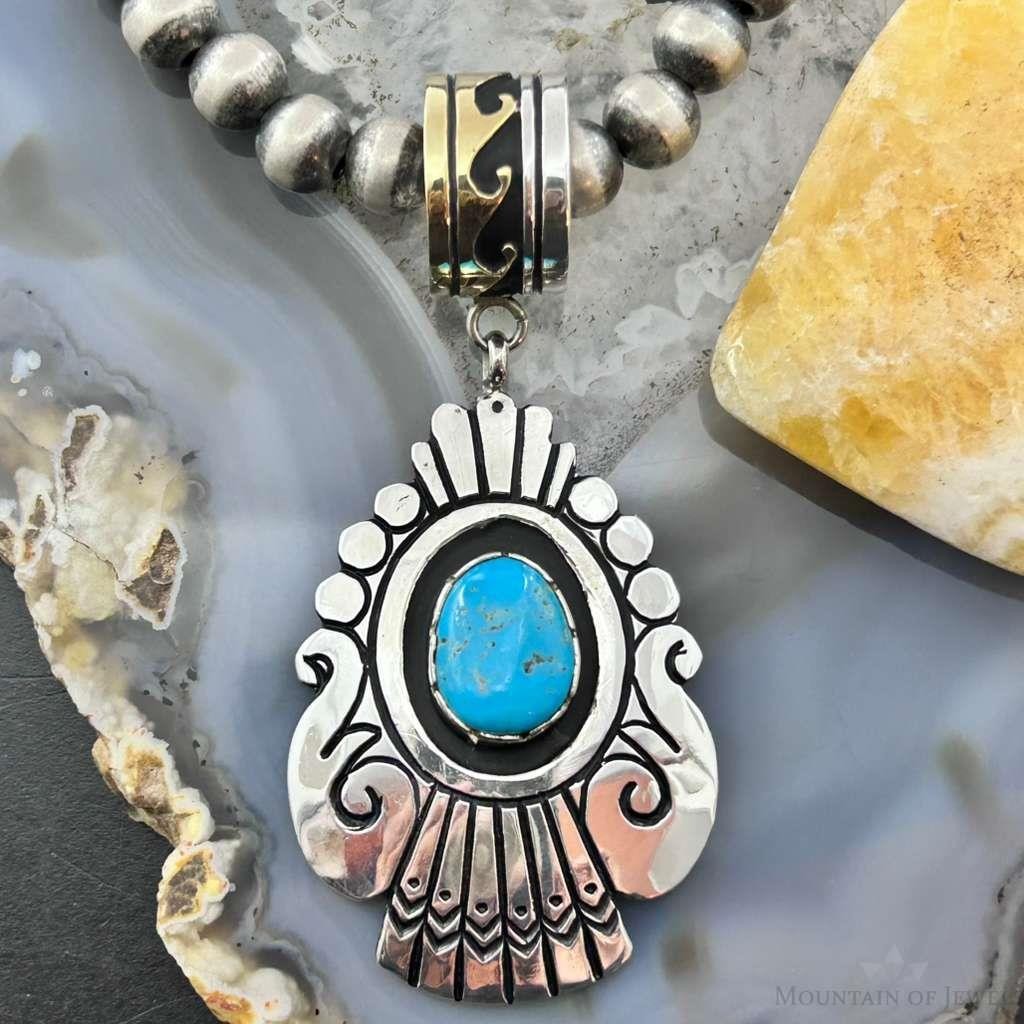 Tommy & Rosita Singer Sterling Silver Overlay w/Turquoise Unisex Pendant #1