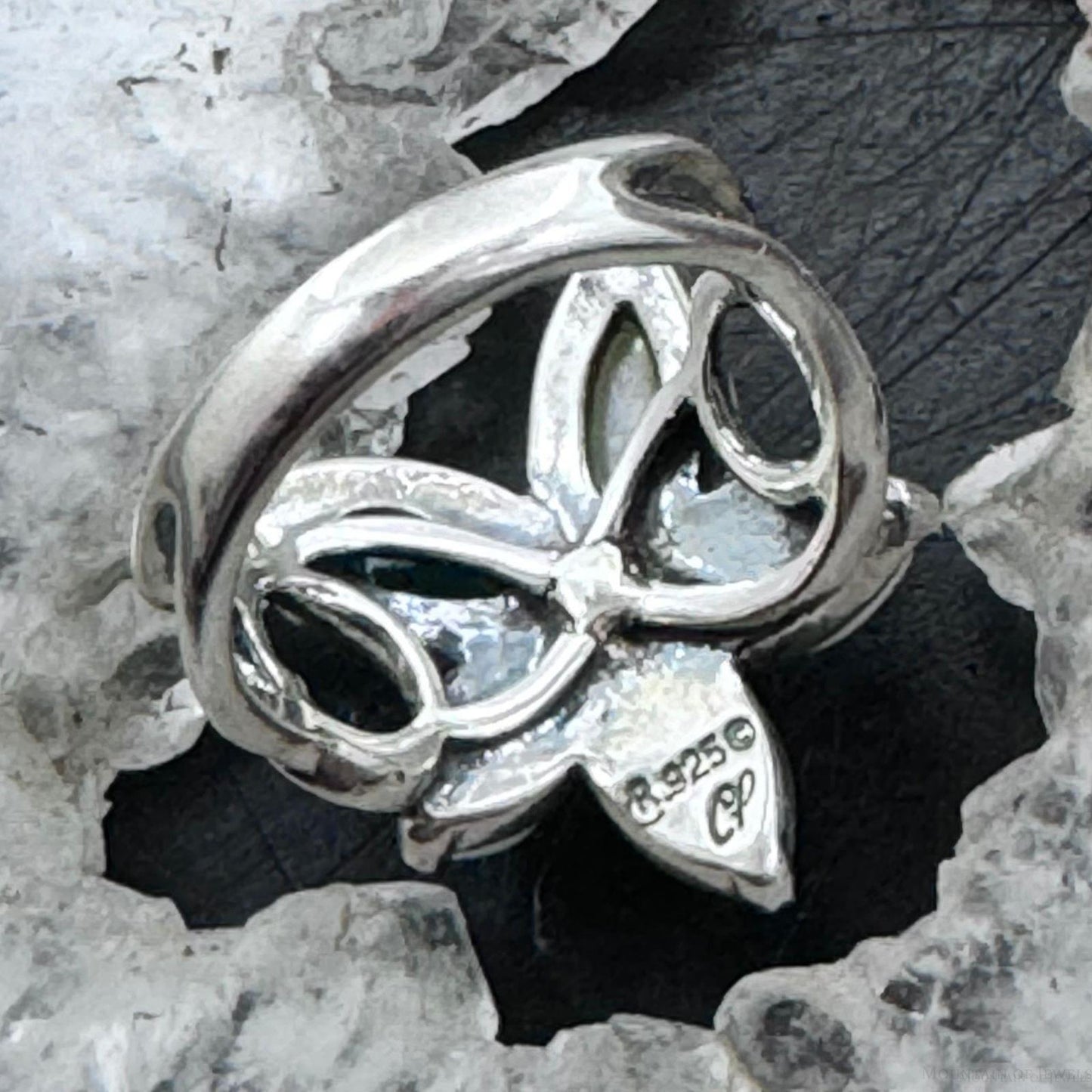 Carolyn Pollack Sterling Silver Moonstone & Emerald Decorated Flower Ring For Women