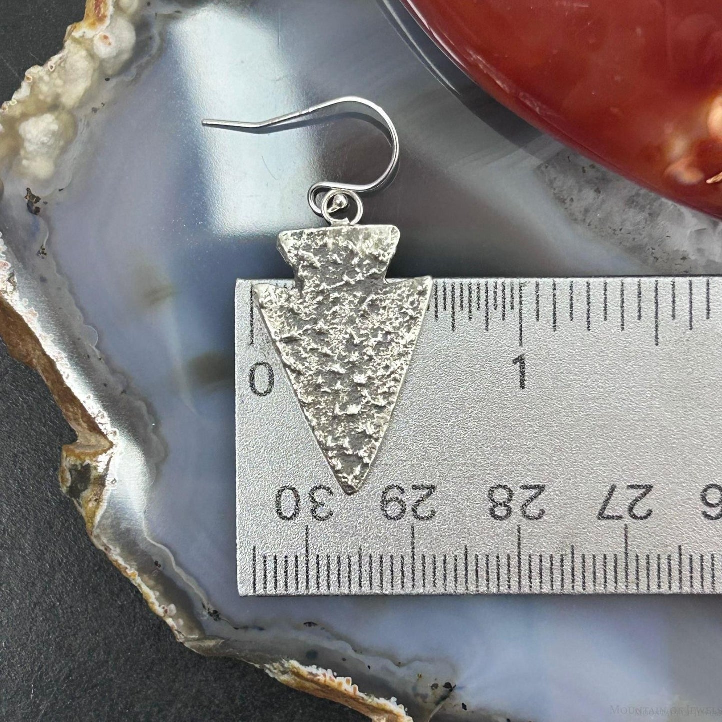 Cheyenne Custer Sterling Silver Tufa Cast Arrowhead Dangle Earrings For Women