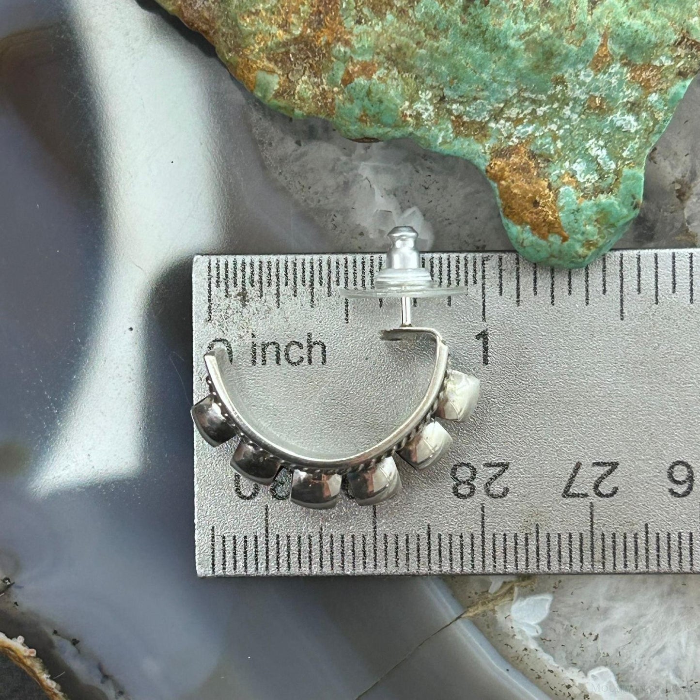 Priscilla Apache Native American Sterling Silver Half-Moon Post Earrings For Women
