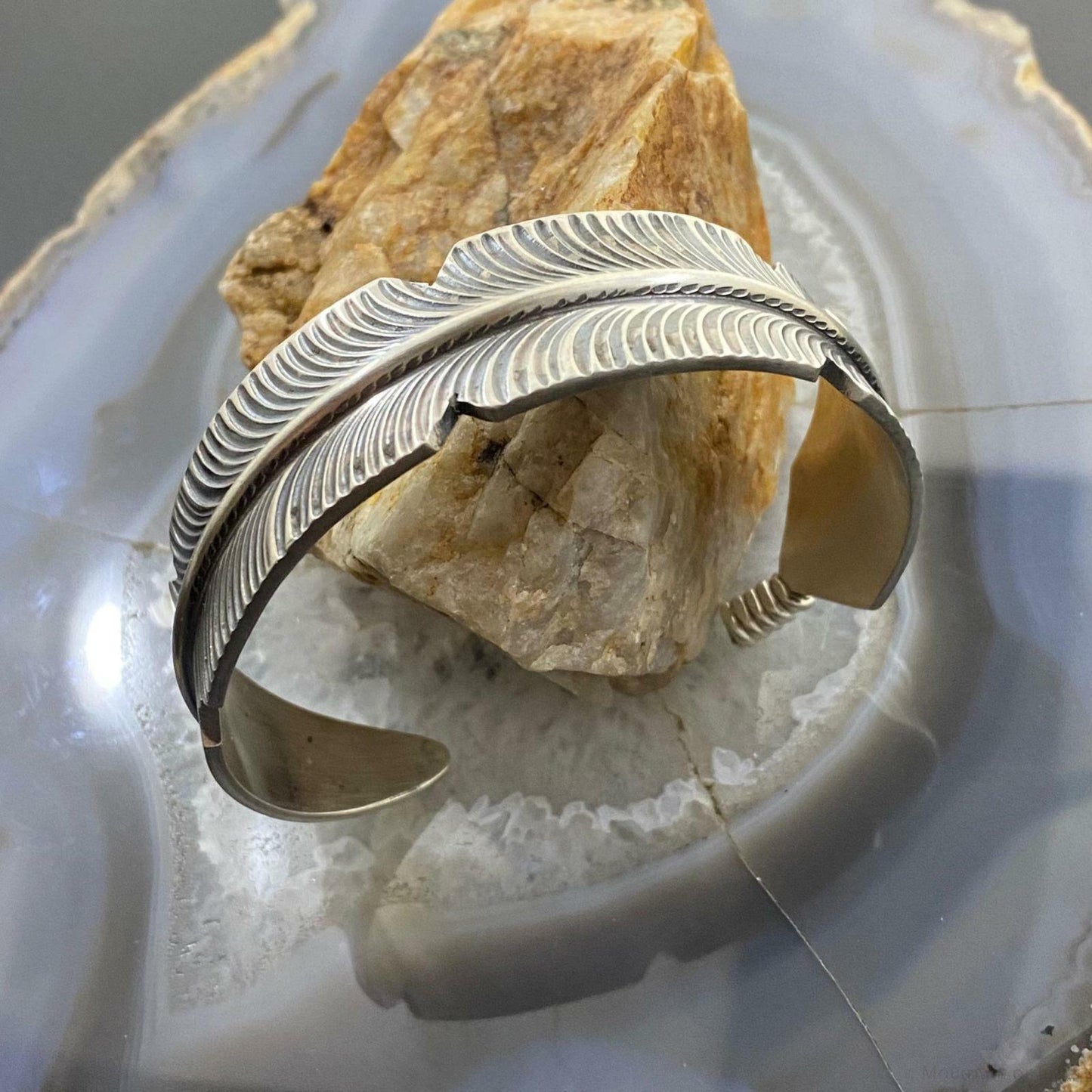 Chris Charley Sterling Silver Feather Stackable Bracelet Cuff For Women
