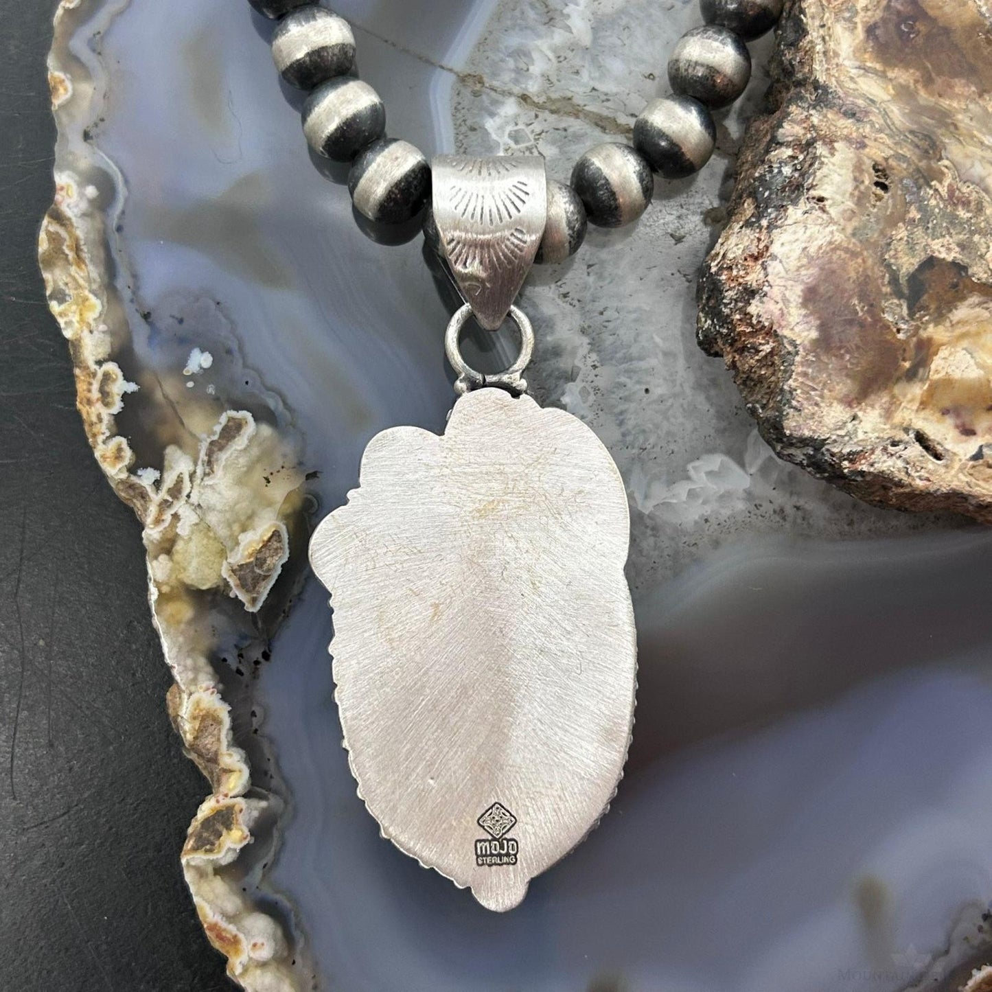 Sterling Silver Southwestern Style Oval Charoite Leaf Decorated Pendant For Women