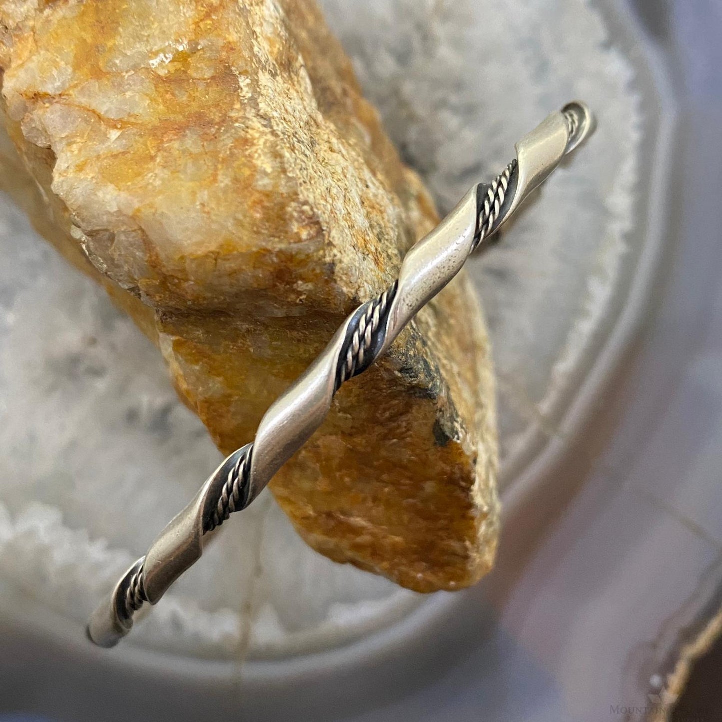 Vintage Native American Sterling Silver Intertwined Coil Unisex Bracelet