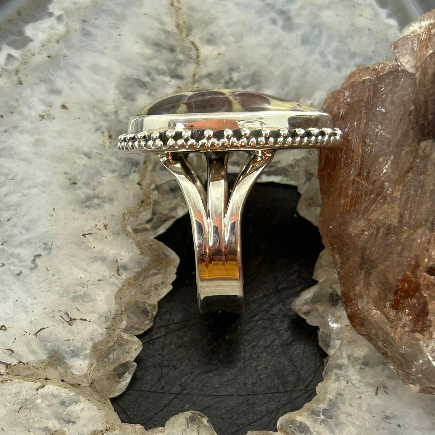Sterling Silver Southwestern Style Teardrop Madagascan Asteroid Jasper Ring For Women