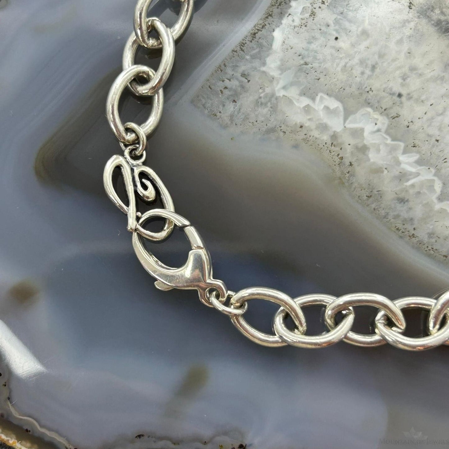 Carolyn Pollack Vintage Sterling Mother Of Pearl Chain Link Necklace For Women