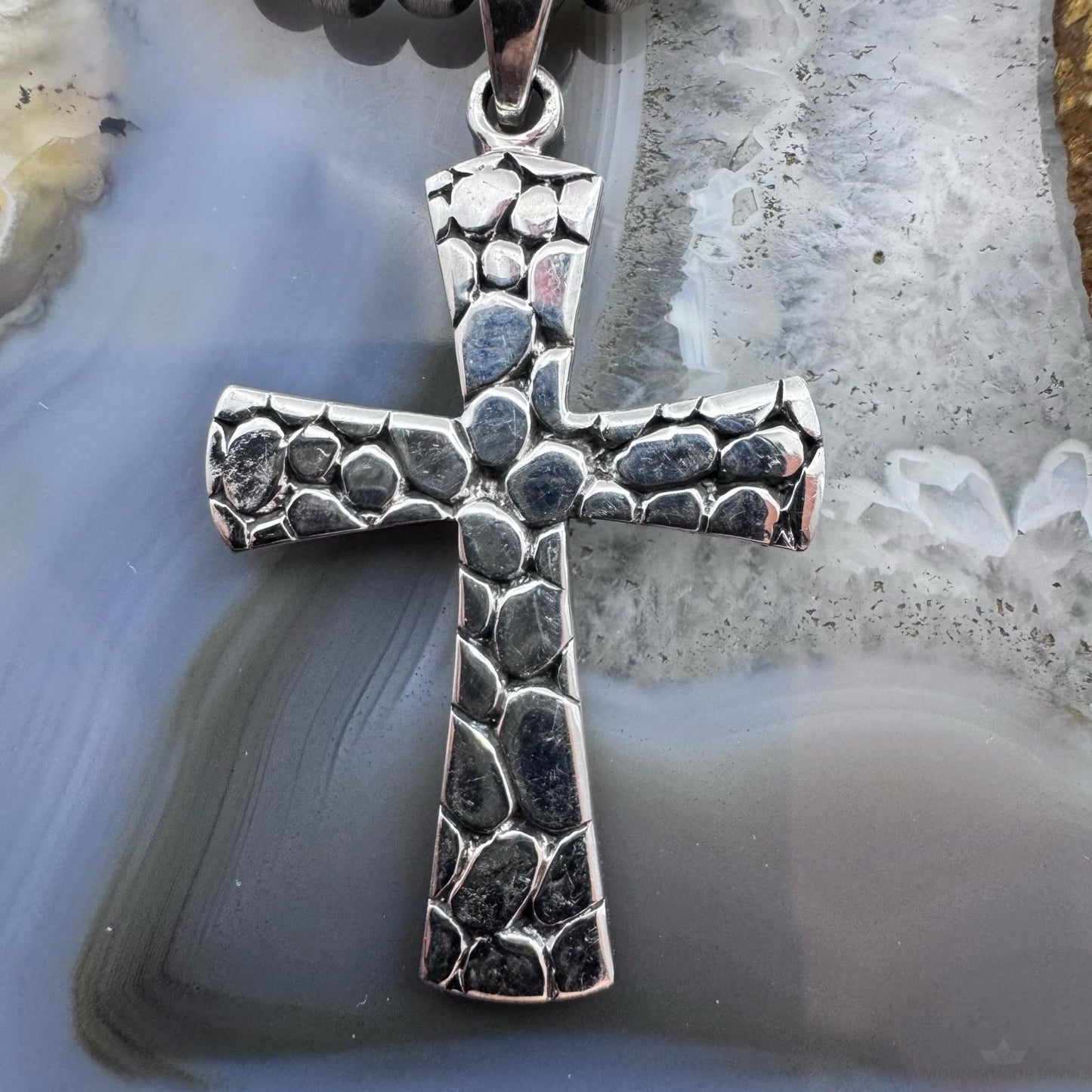 Sterling Silver Southwestern Style Decorated Unisex Cross Pendant