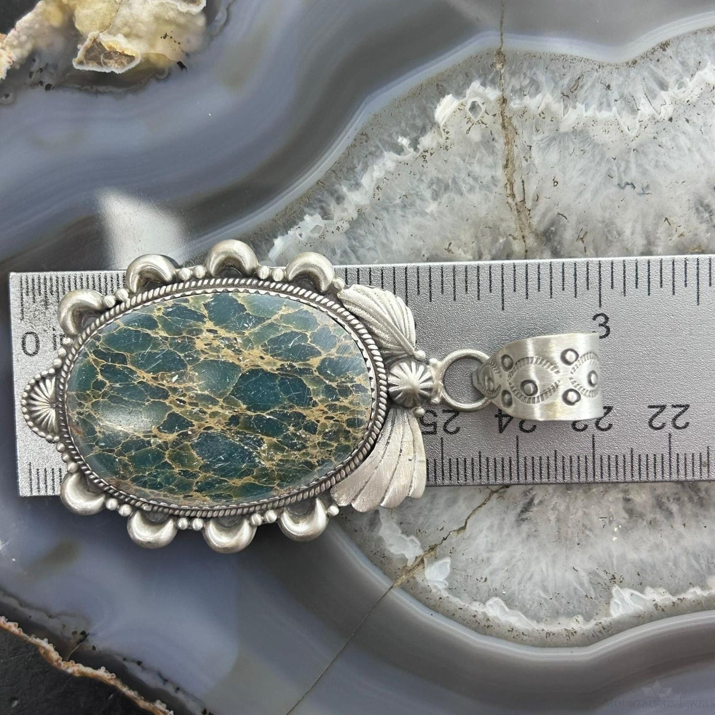 Sterling Silver Southwestern Style Oval Sediment Jasper Pendant For Women