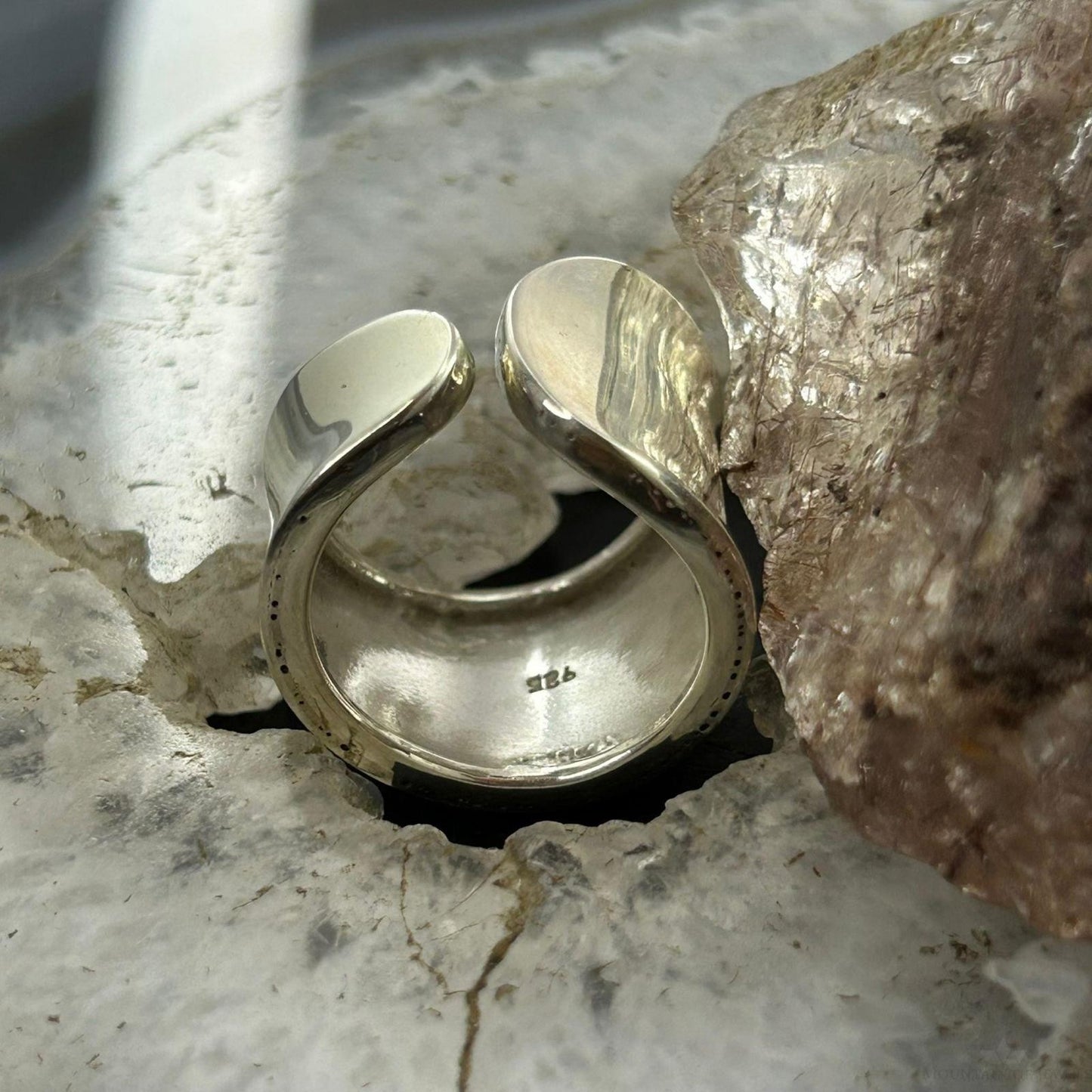 Sterling Silver Wide Open Band Fashion Ring For Women, Taxco Mexico