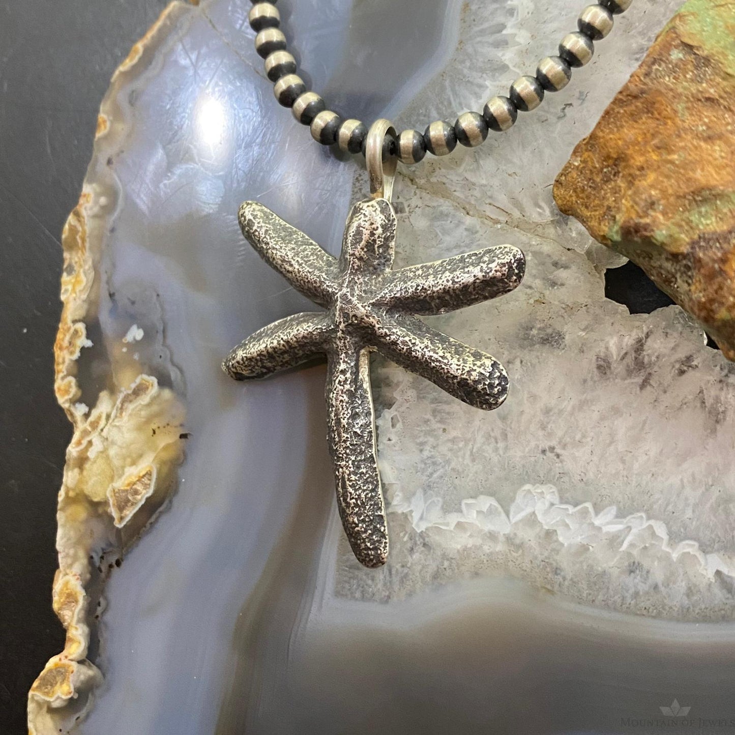 Ira Custer Native American Sterling Silver Tufa Cast Unisex Dragonfly Pendant