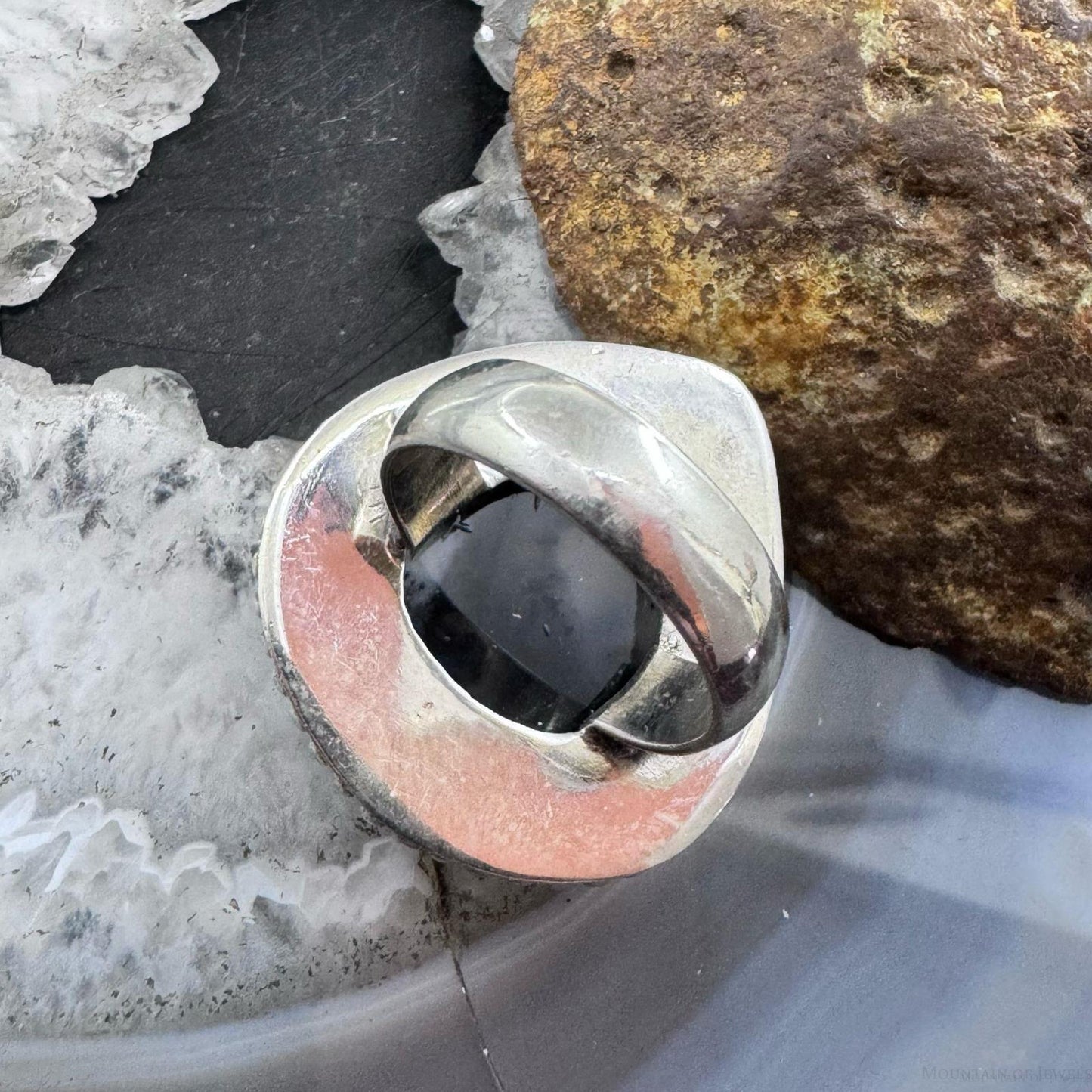 Sterling Silver Southwestern Style Teardrop Dendrite Agate Ring Size 7.5 For Women