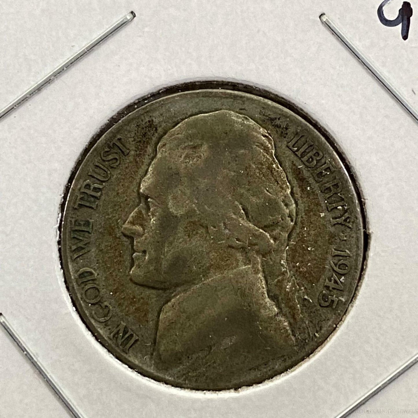 1945-S US Wartime Jefferson (1942-1945) 5 Cent 35% Silver G-VG #122321-11