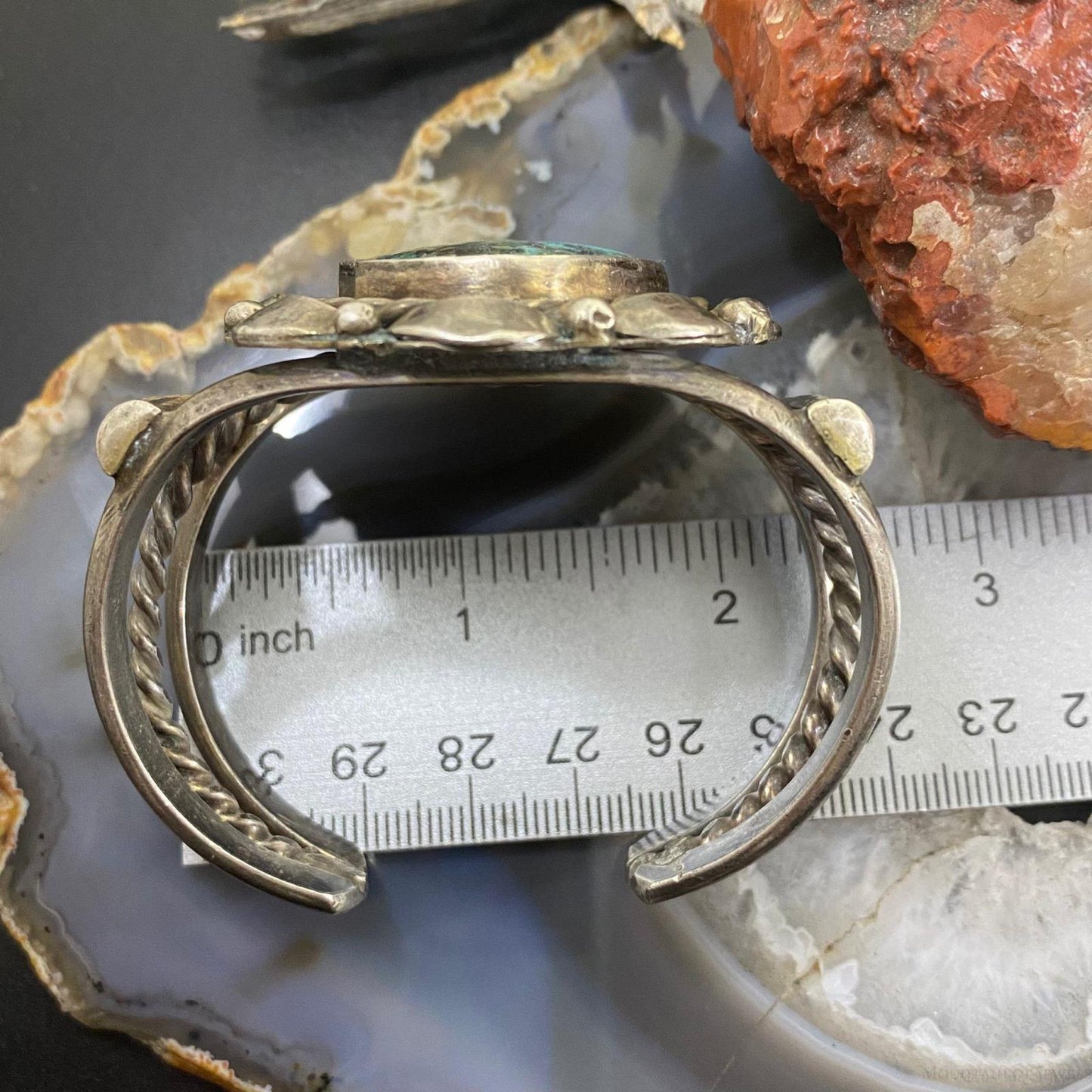 Vintage Native American Silver Turquoise Heavy Bracelet For Women