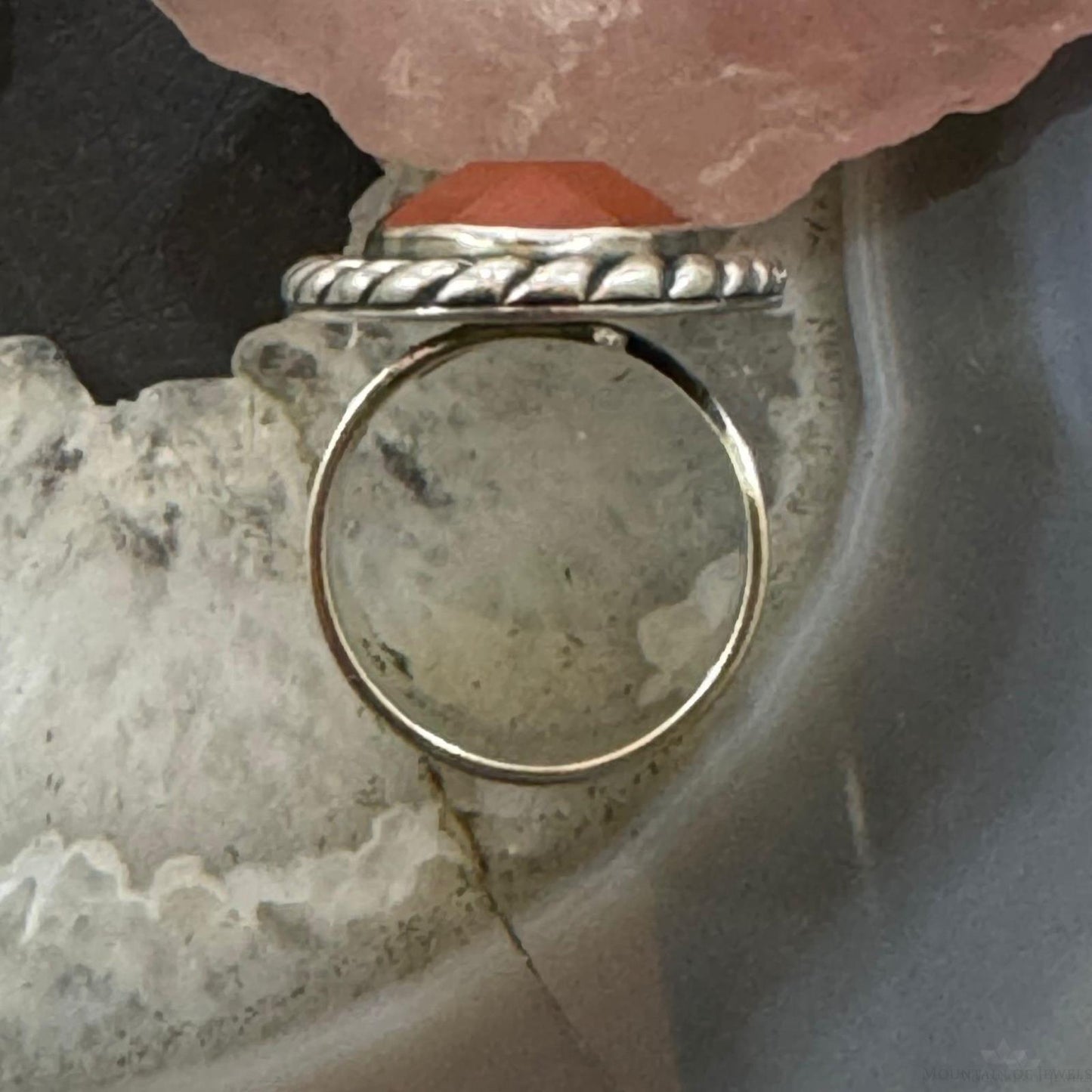 Carolyn Pollack Sterling Silver Oval Faceted Carnelian Ring Size 6.5 For Women