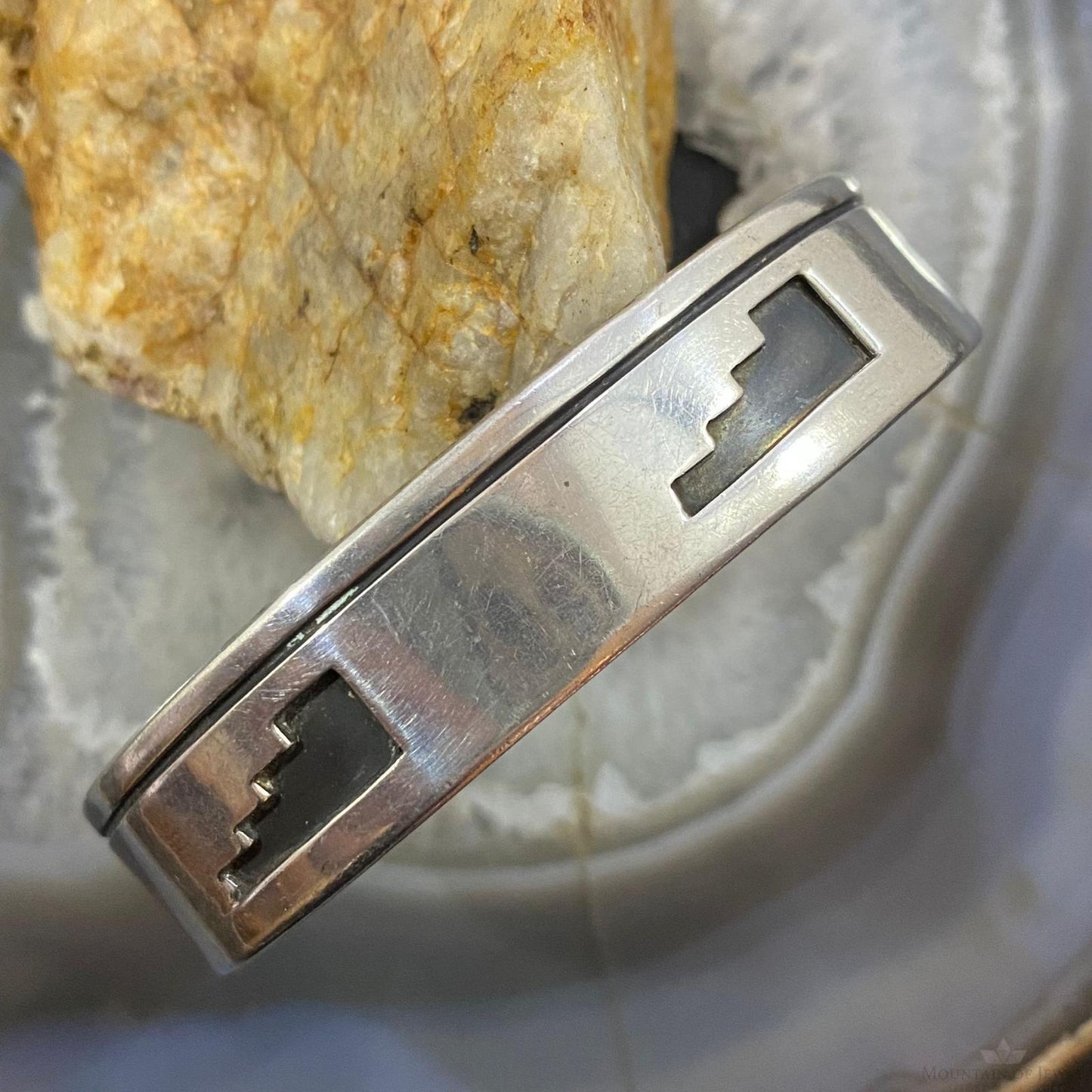Joe H. Quintana Vintage Native American Silver Overlay Bracelet For Women #2