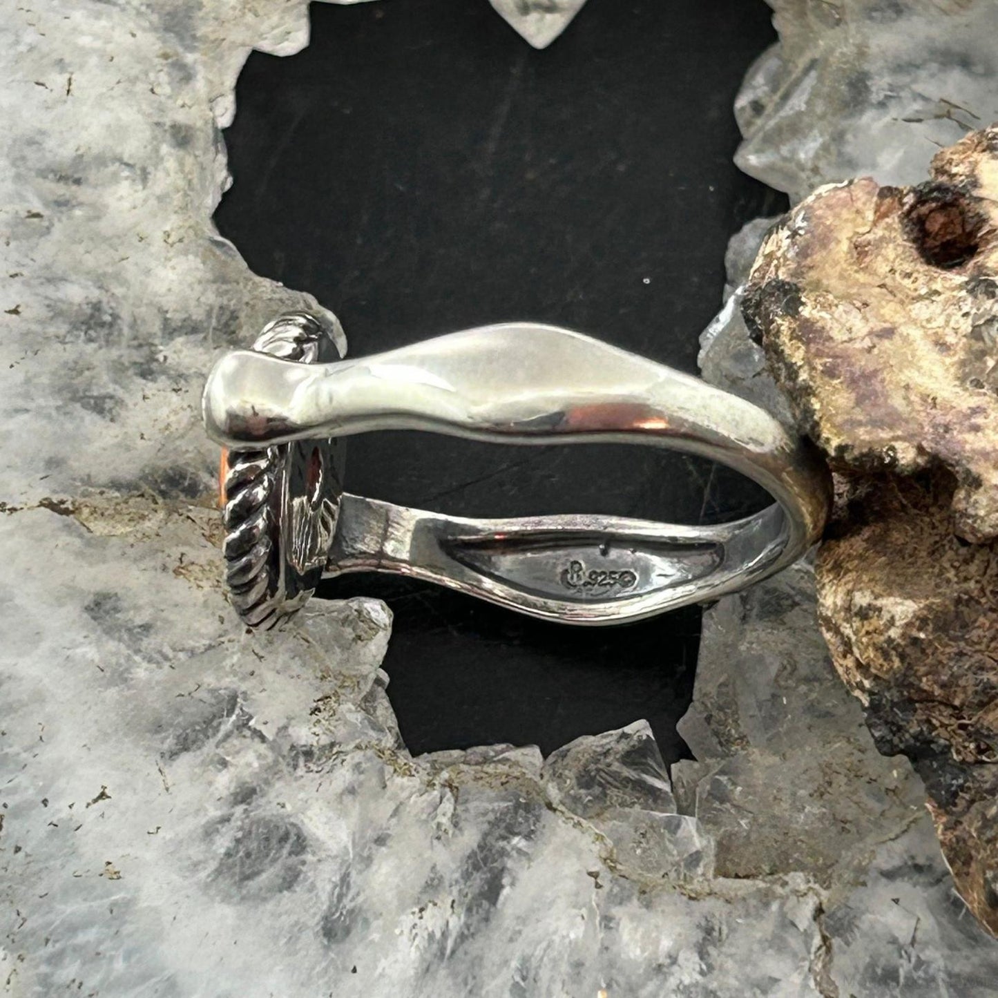 Carolyn Pollack Sterling Silver Oval Spiny Oyster Reversible Ring For Women