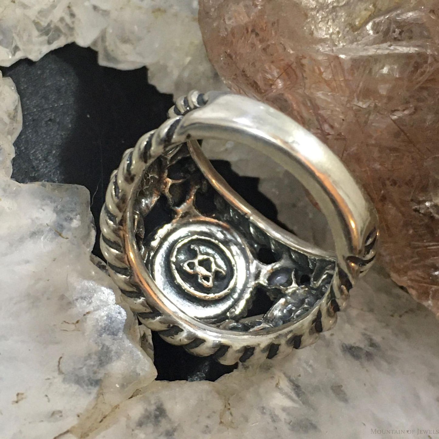 Carolyn Pollack Vintage Southwestern Style Sterling Silver Oval Charoite Decorated Ring For Women