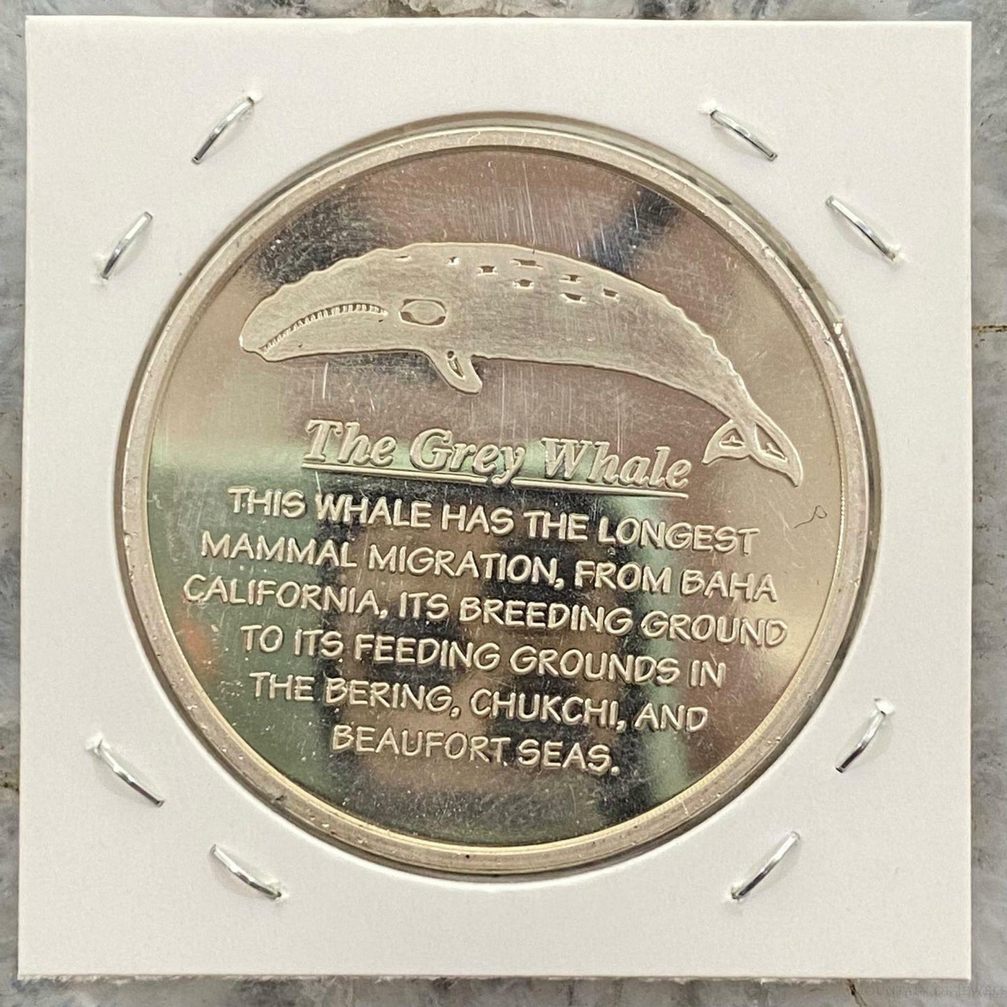 US 1.0 Ounce The Gray Whale .999 Fine Silver by Alaskan Mint #20122-3