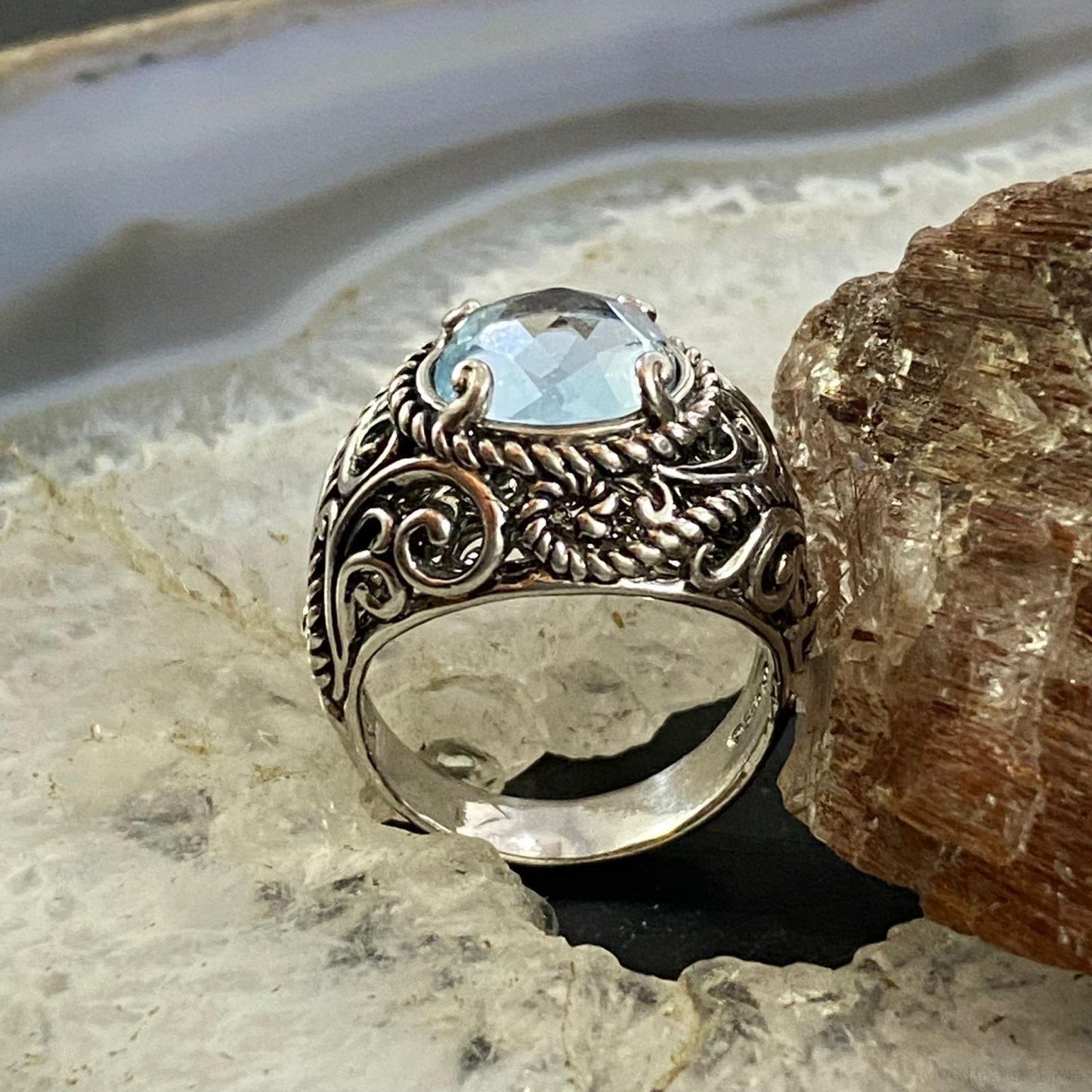 Carolyn Pollack Sterling Silver Oval Labradorite Decorated Doublet Ring For Women