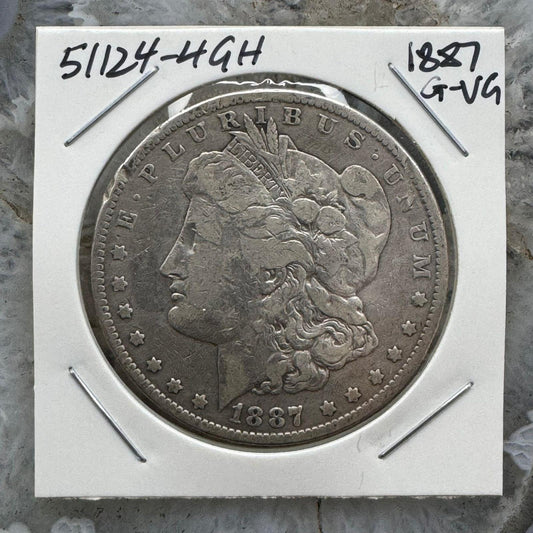 1887 US 90% Morgan Silver Dollar G-VG #51124-4GH
