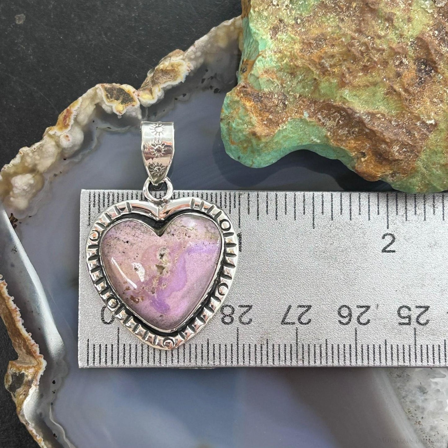 Sterling Silver Southwestern Style Phosphosiderite Heart Pendant For Women