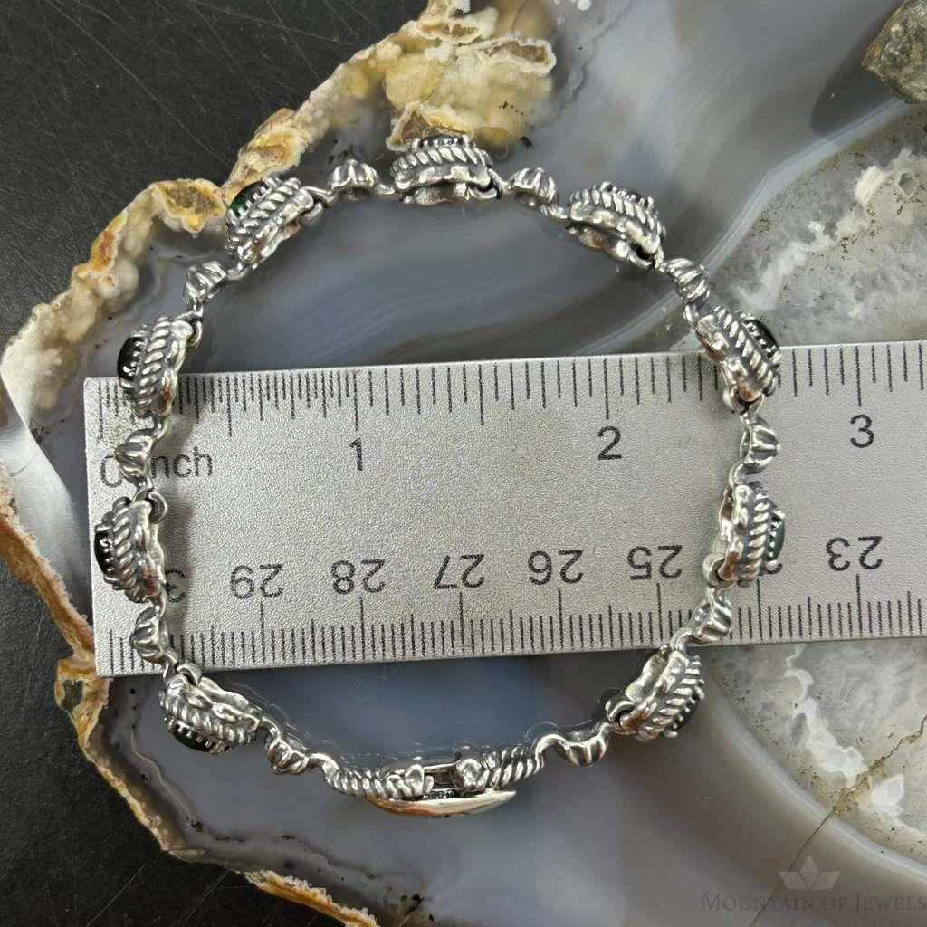 Carolyn Pollack Sterling Silver 9 Oval Malachite Link Bracelet For Women