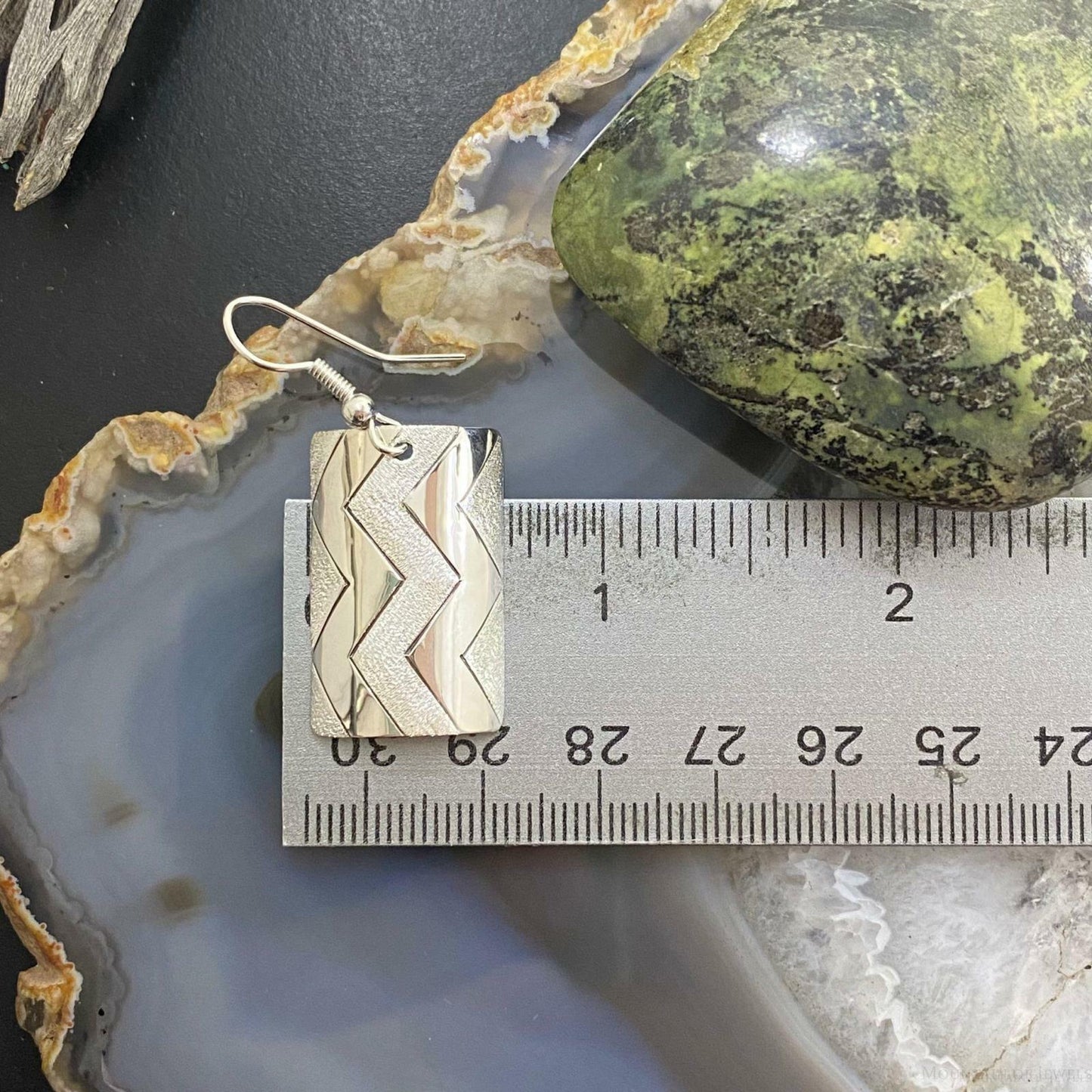 Sterling Silver Pattern Stamped Texture Curved Dangle Earrings For Women #5