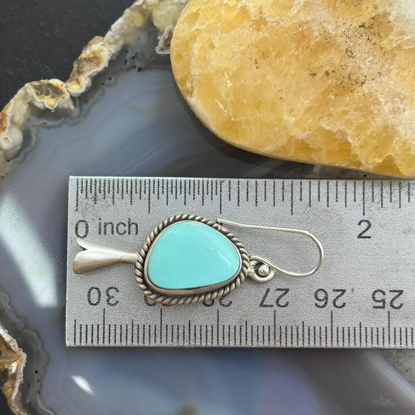 Sterling Silver Southwestern Style Turquoise Squash Blossom Dangle Earrings For Women #3