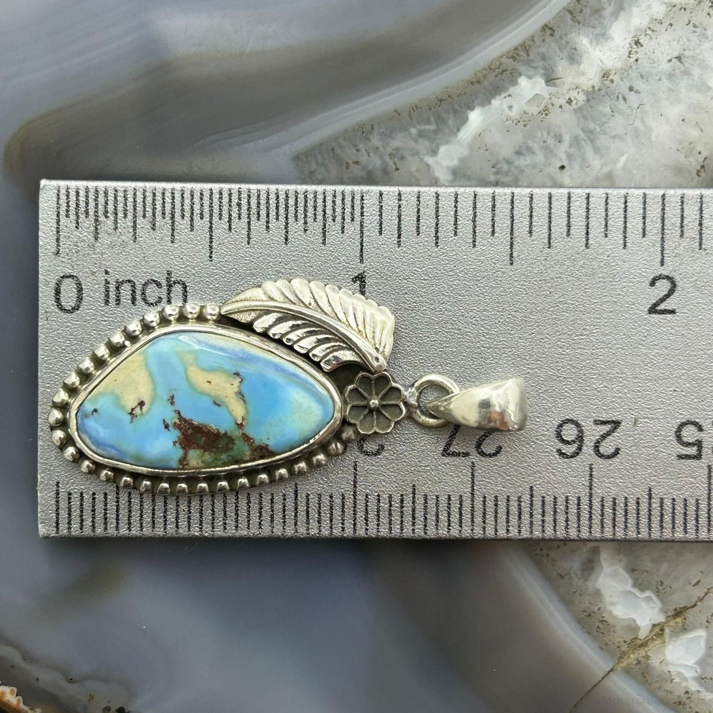 Sterling Silver Southwestern Style Triangular Golden Hill Turquoise Pendant For Women